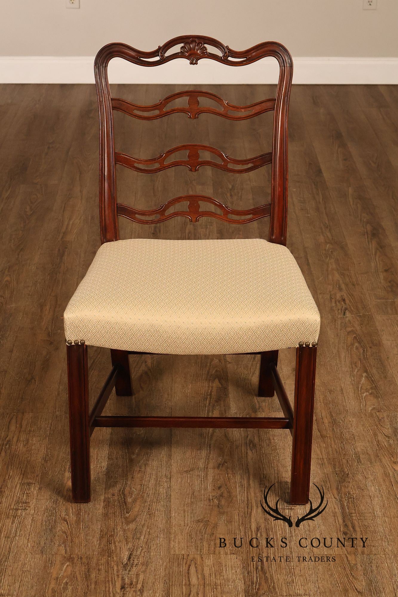 Chippendale Style Set of Eight Mahogany Ladder Back Dining Chairs