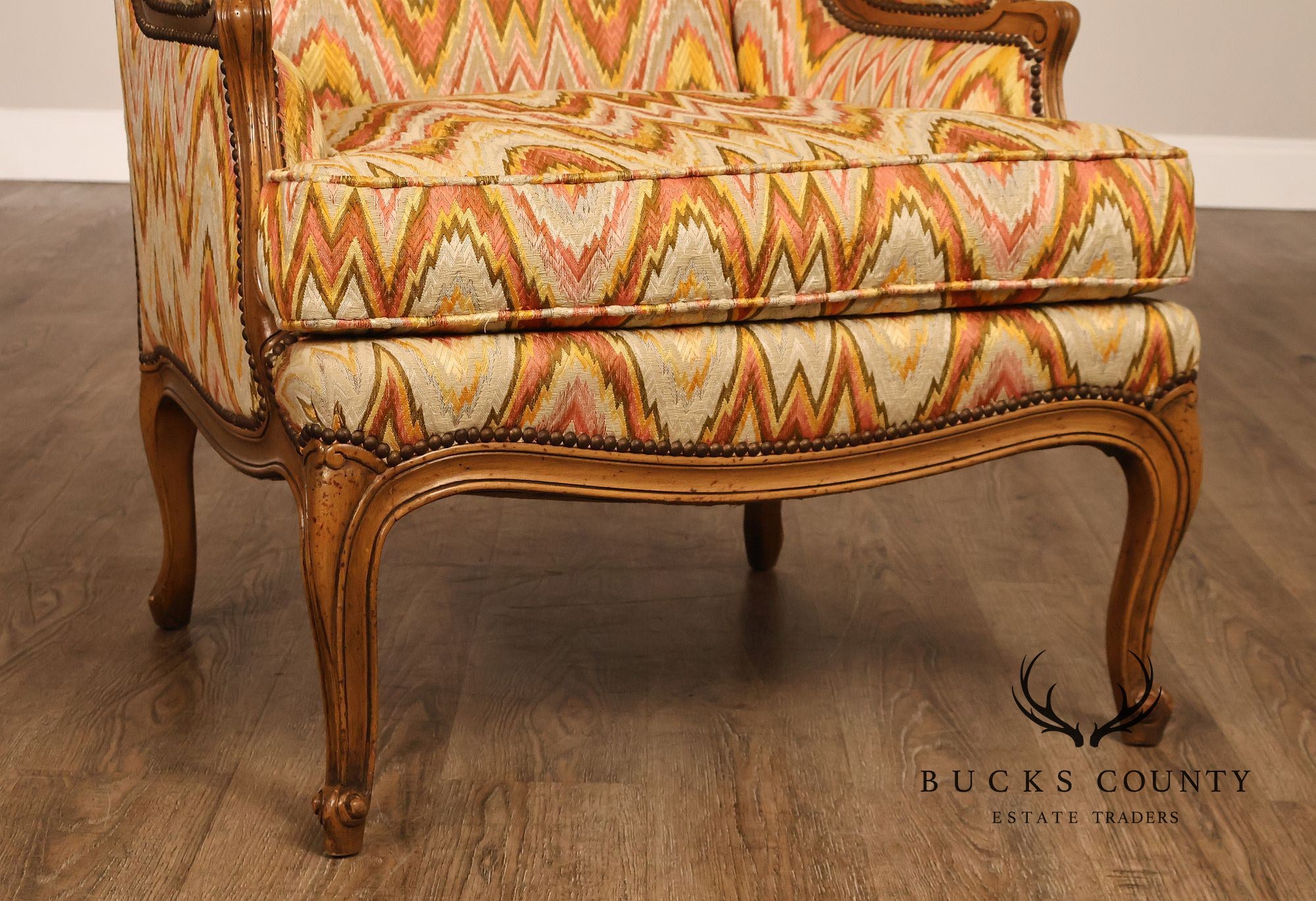 Baker Furniture Louis XV Style Wing Back Bergère Chair And Ottoman