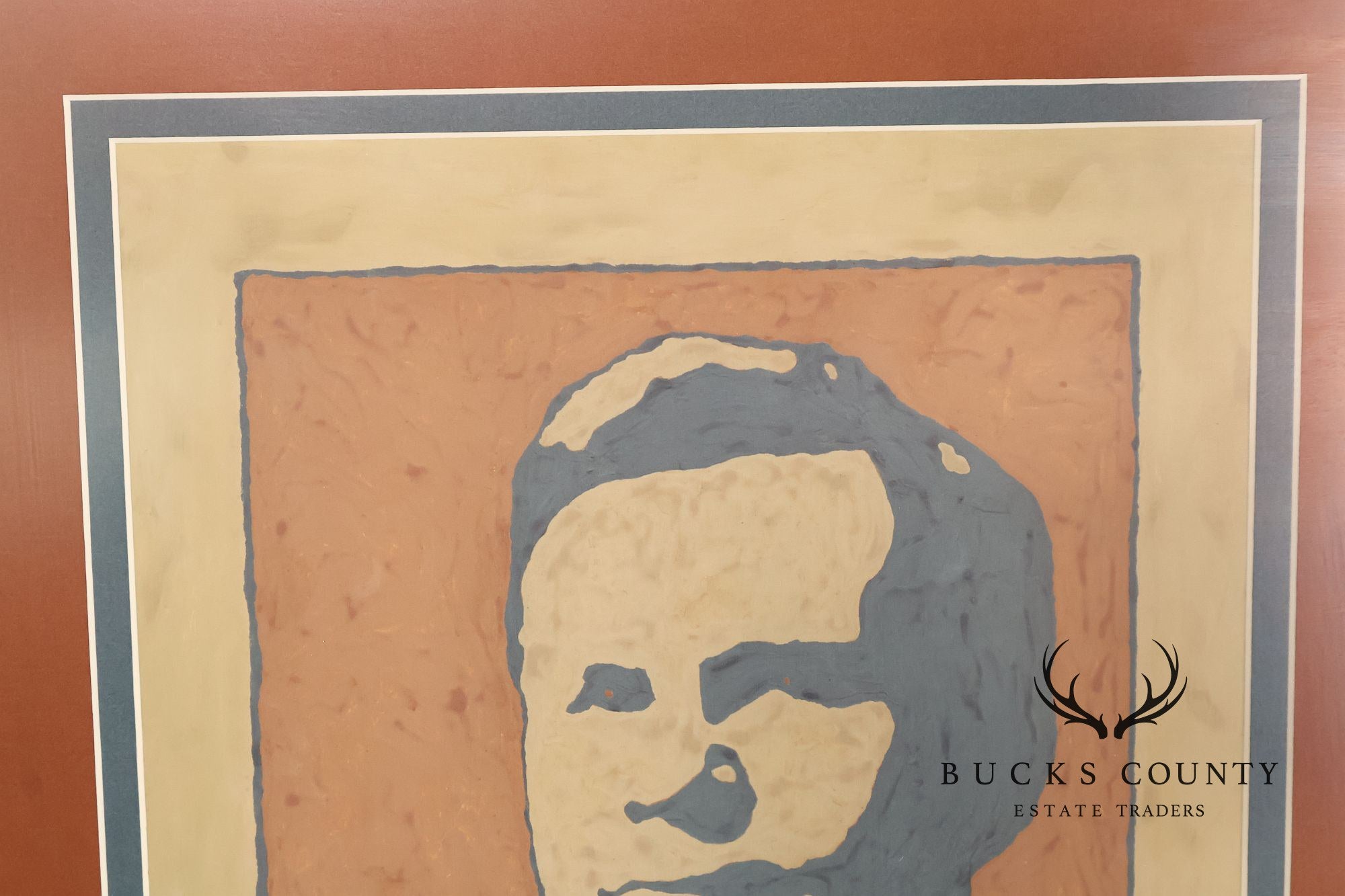 Double Matted Wood Framed Lithograph of Gustav Stickley Portrait