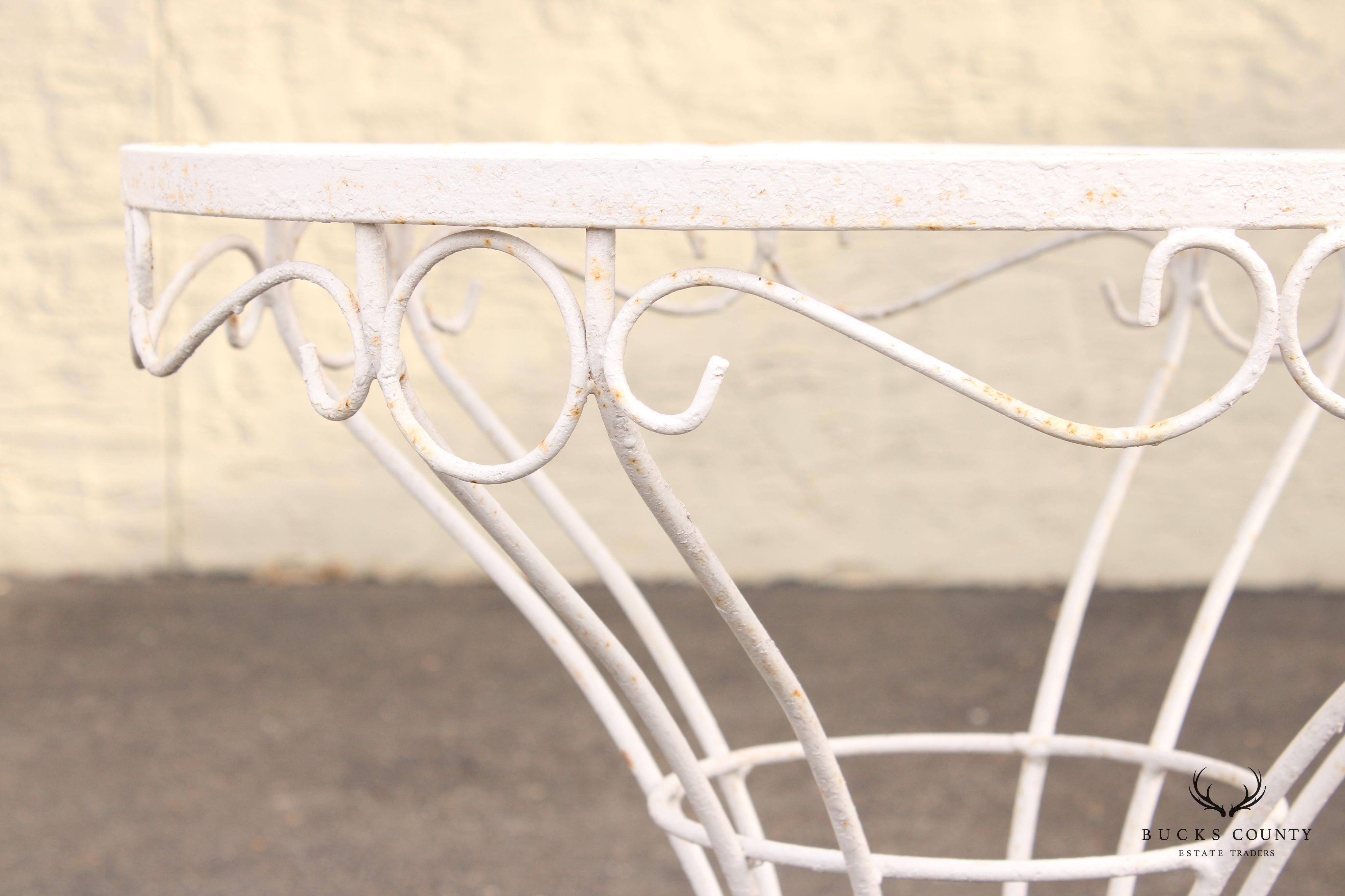 Vintage Wrought Iron Round Outdoor Garden Accent Table