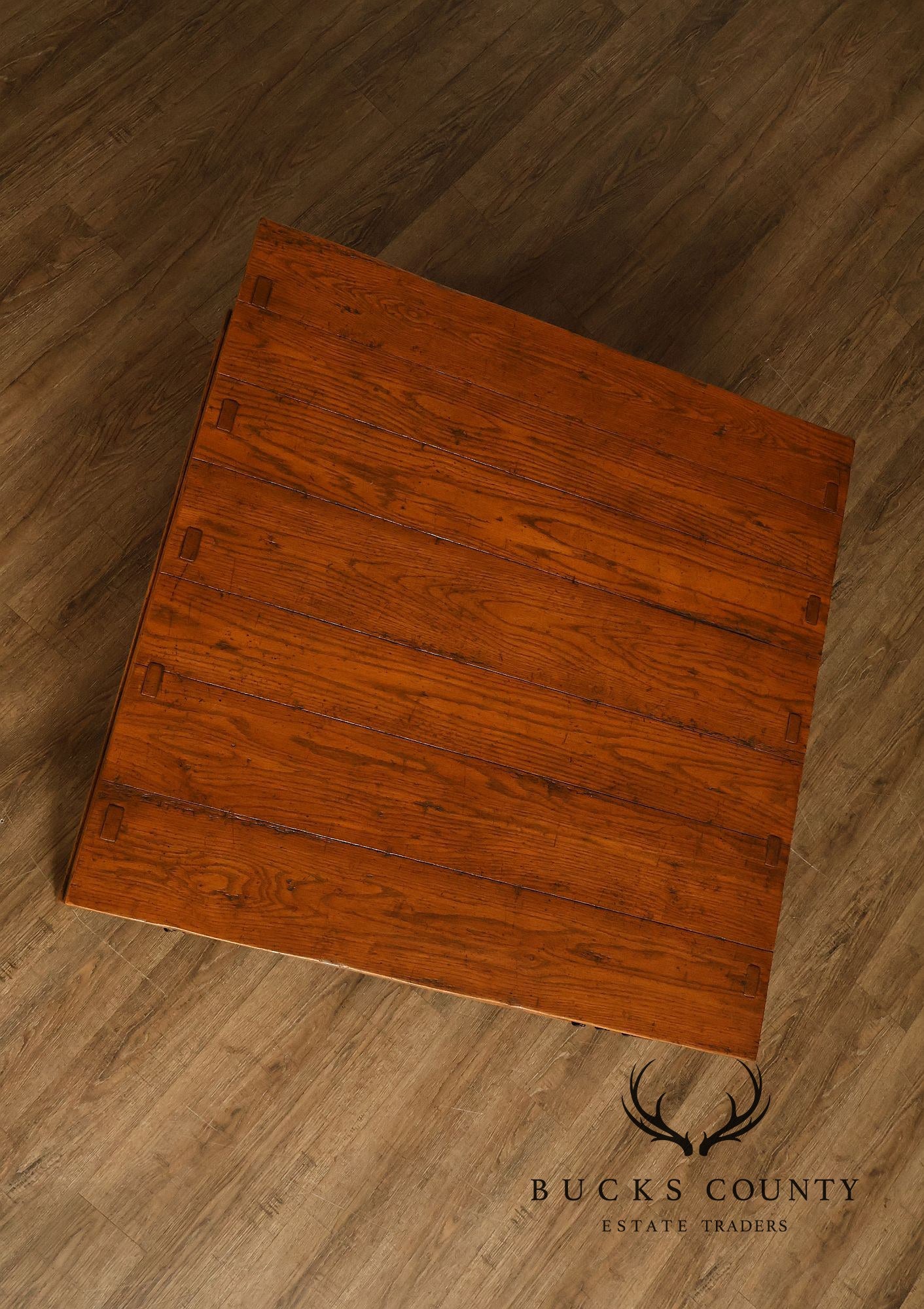 Guy Chaddock Antiqued Oak Storage Coffee Table