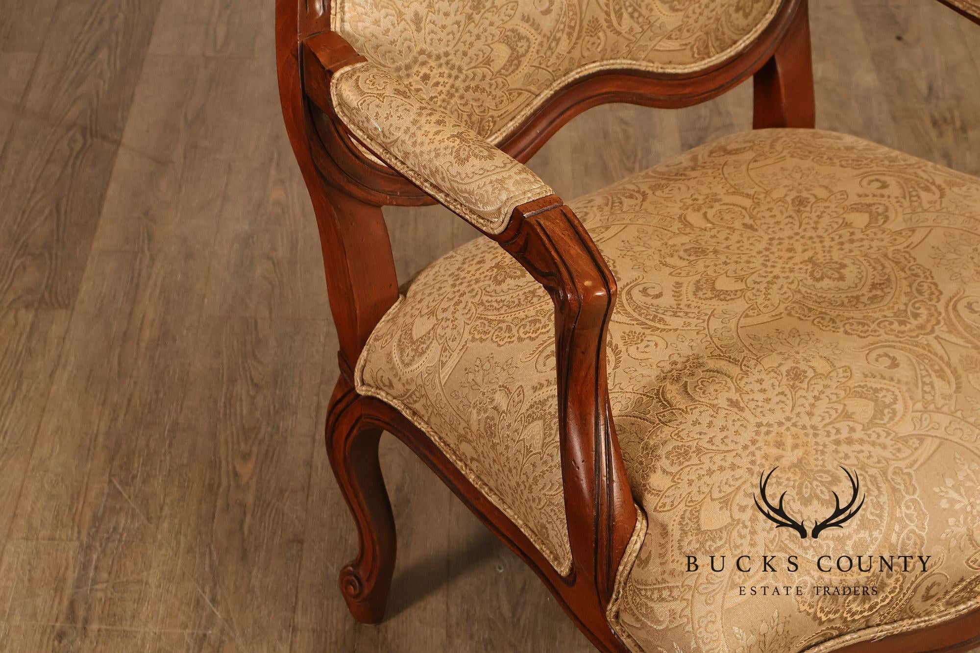 Ethan Allen French Louis XV Style Pair of Fauteuil Armchairs