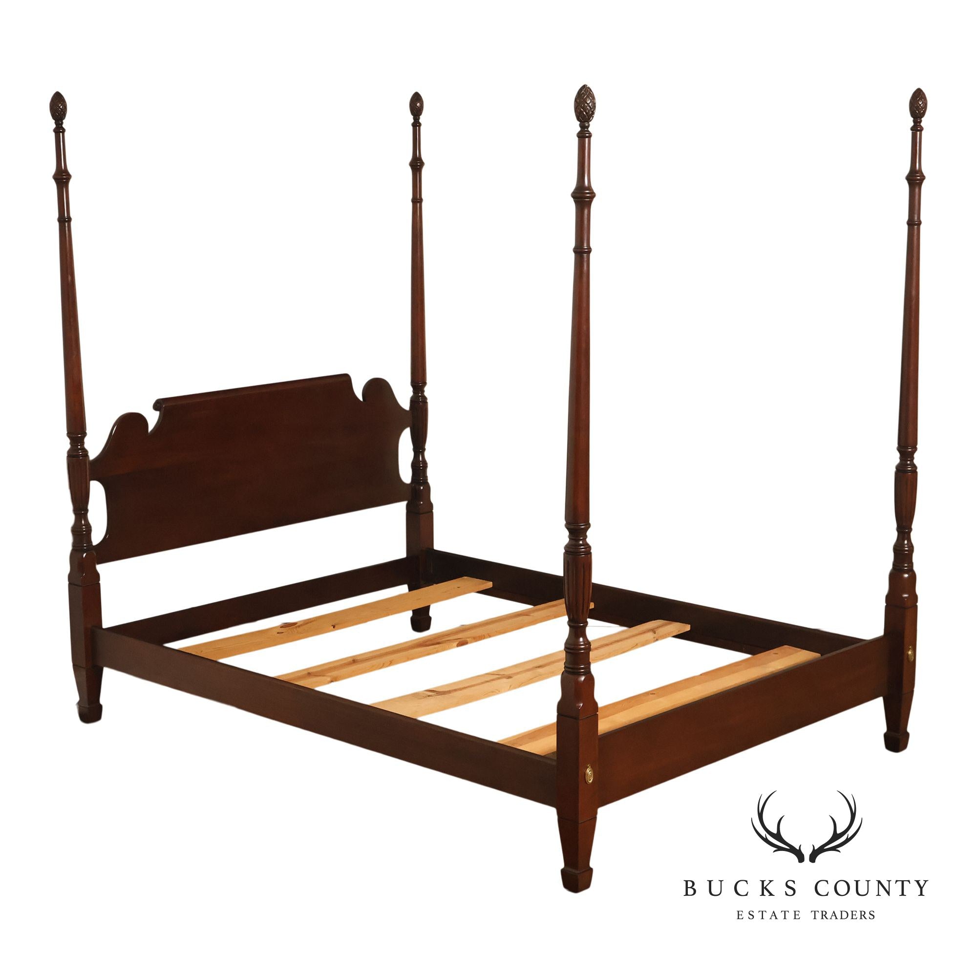 Statton Vintage Carved Cherry Queen Poster Bed