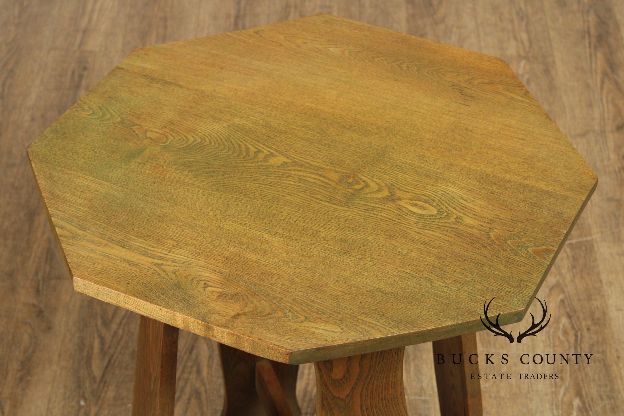 Antique Arts and Crafts Period Oak Octagonal Top Side Table