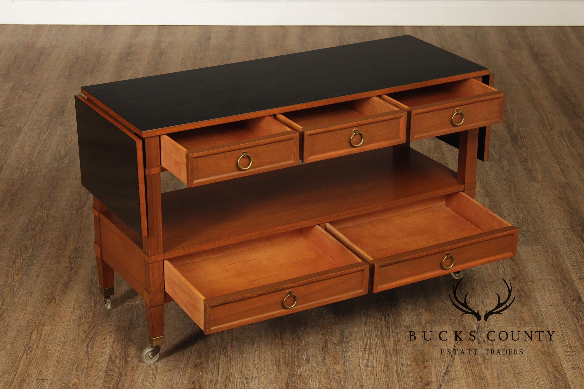 Baker Furniture Milling Road Directoire Style Walnut Rolling Server