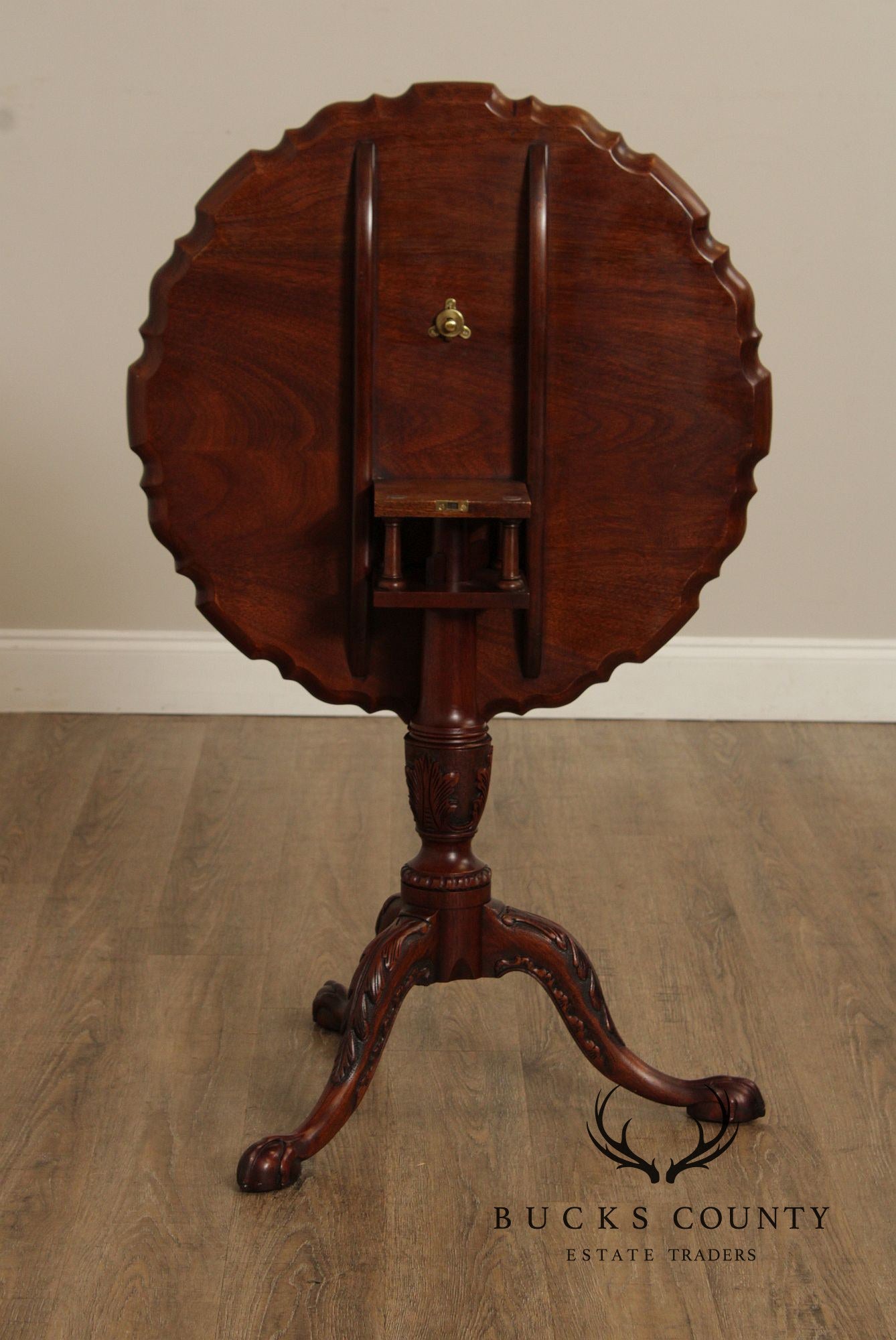 Henkel Harris Carved Mahogany Tilt Top Tea Table