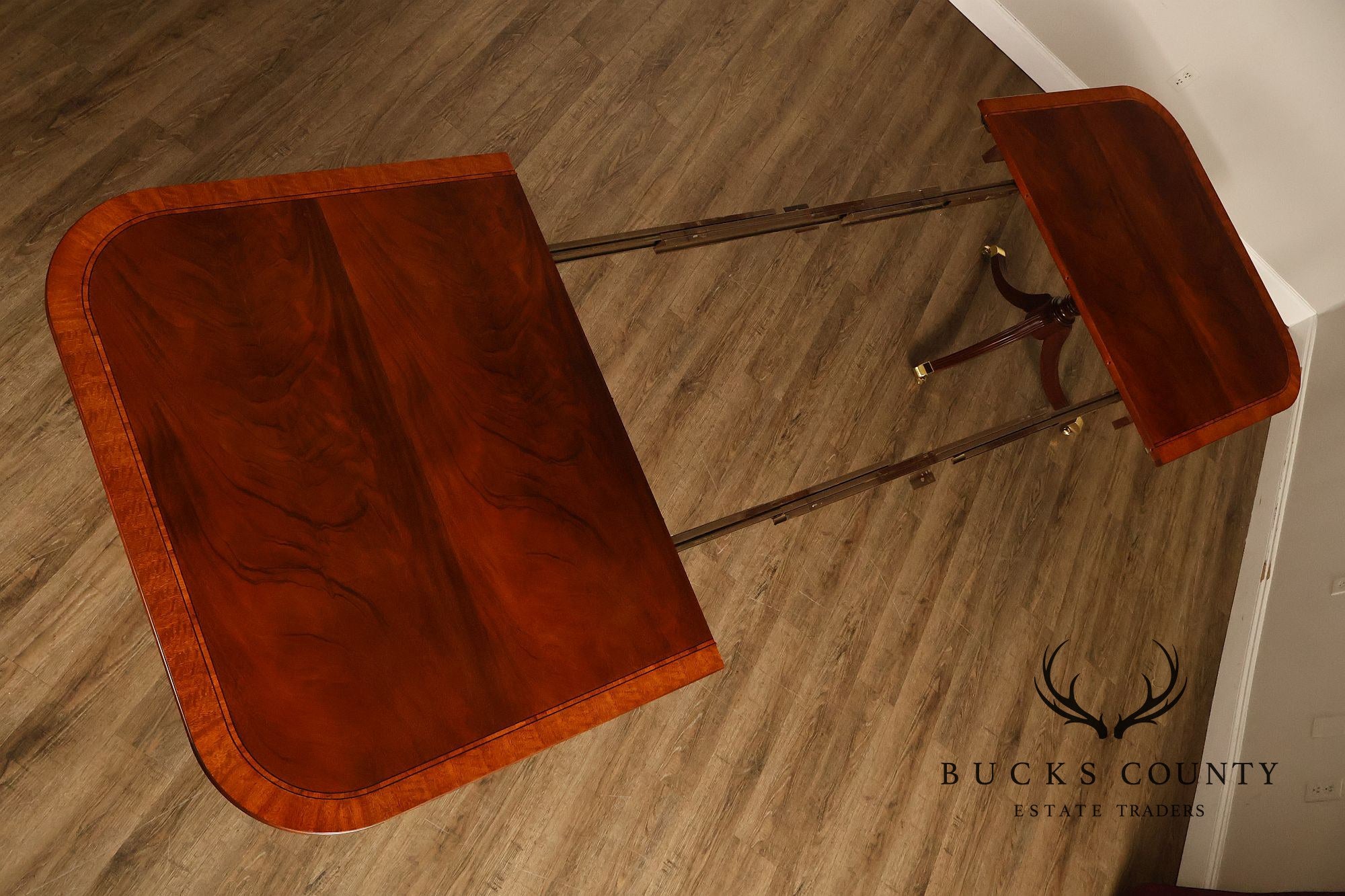 Craftique Mahogany Dining Table With Satin Wood Banding- 4 Leaves