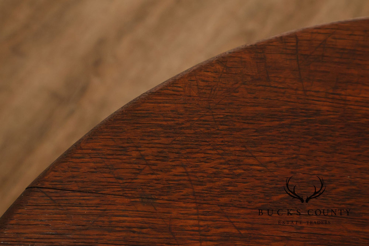 Antique Limbert Arts And Crafts Oak Round Lamp Table