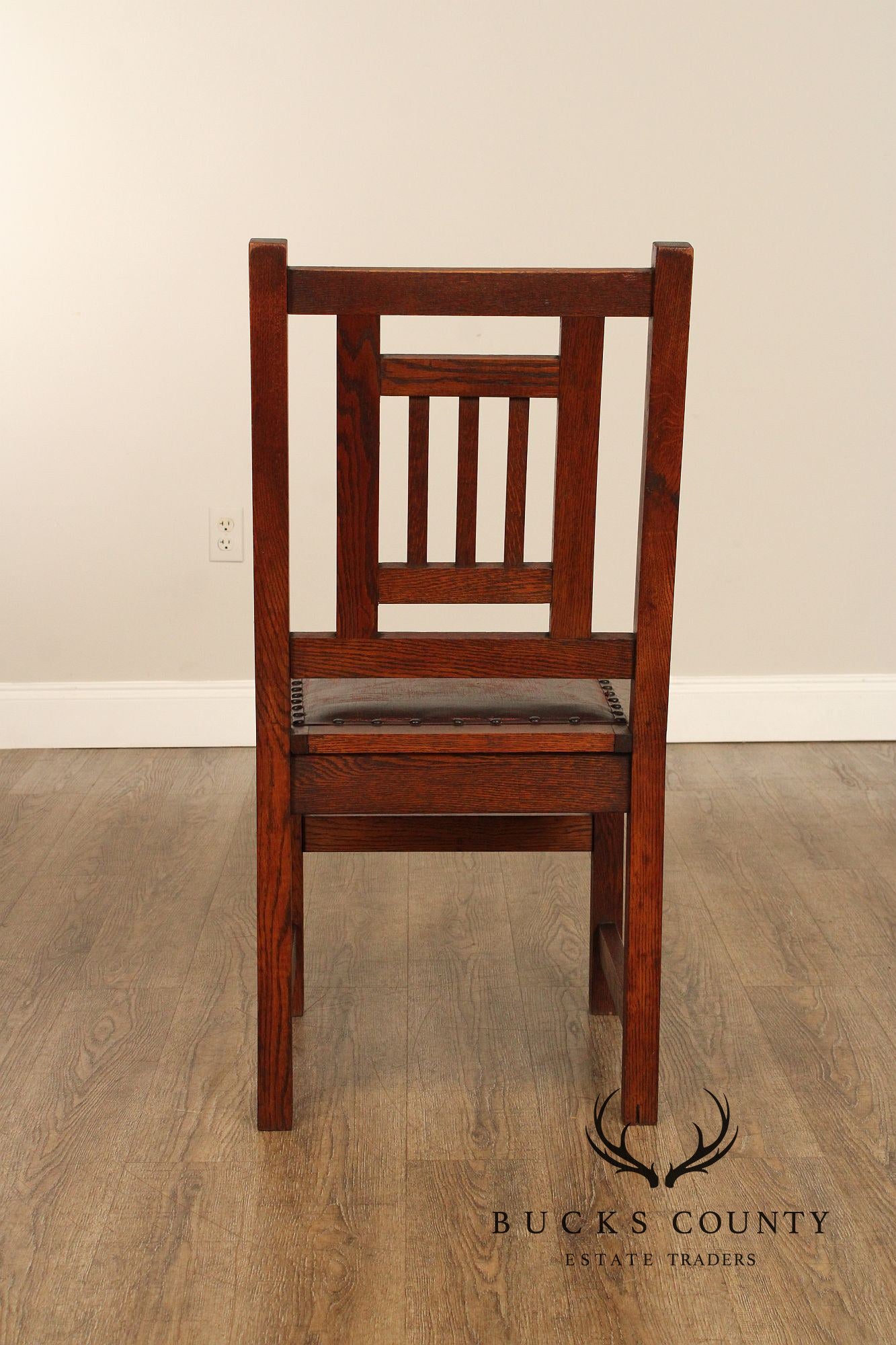 Antique American Arts & Crafts Mission Set Of 3 Oak Side Chairs