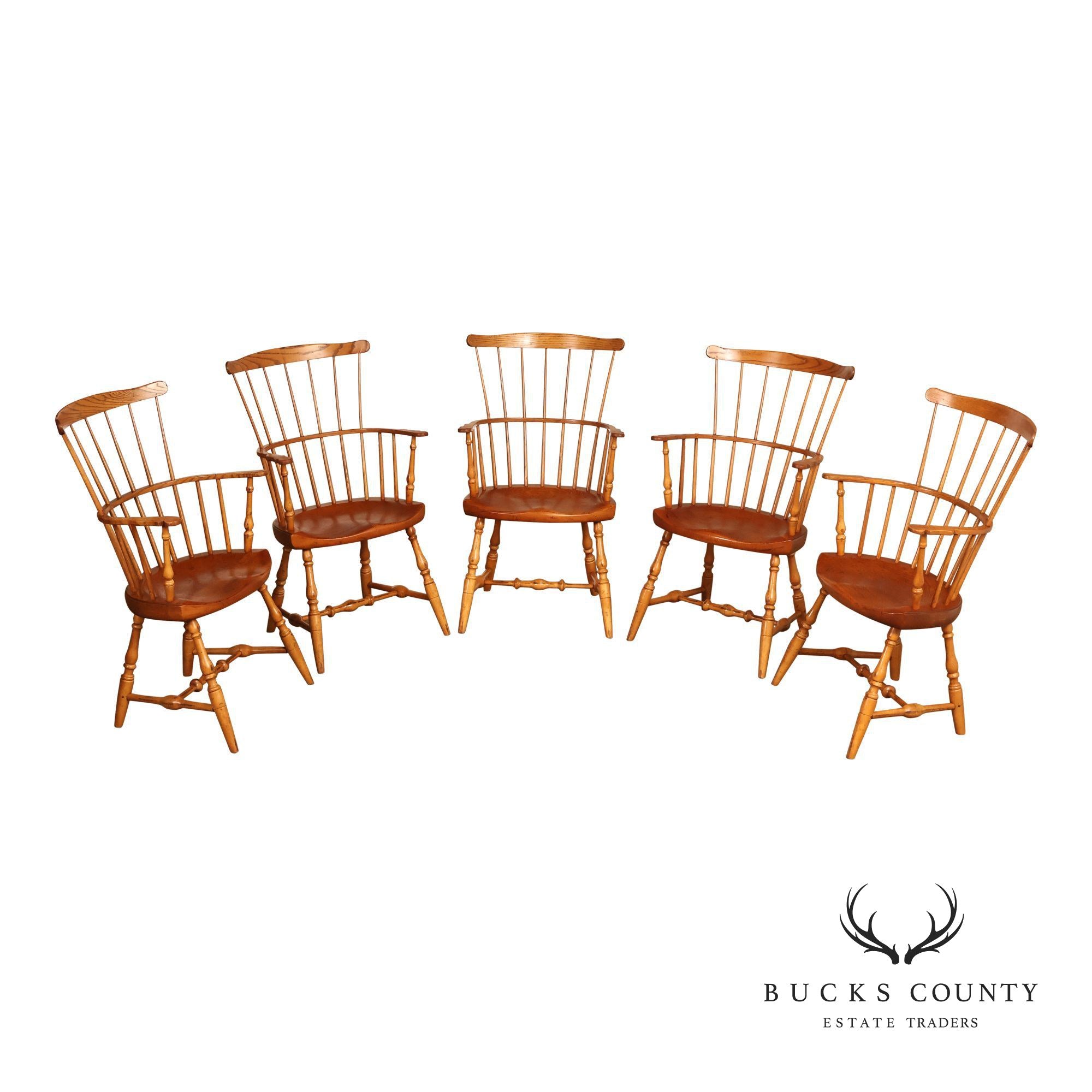 Duckloe Colonial Reproduction Set Of 5 Windsor Armchairs
