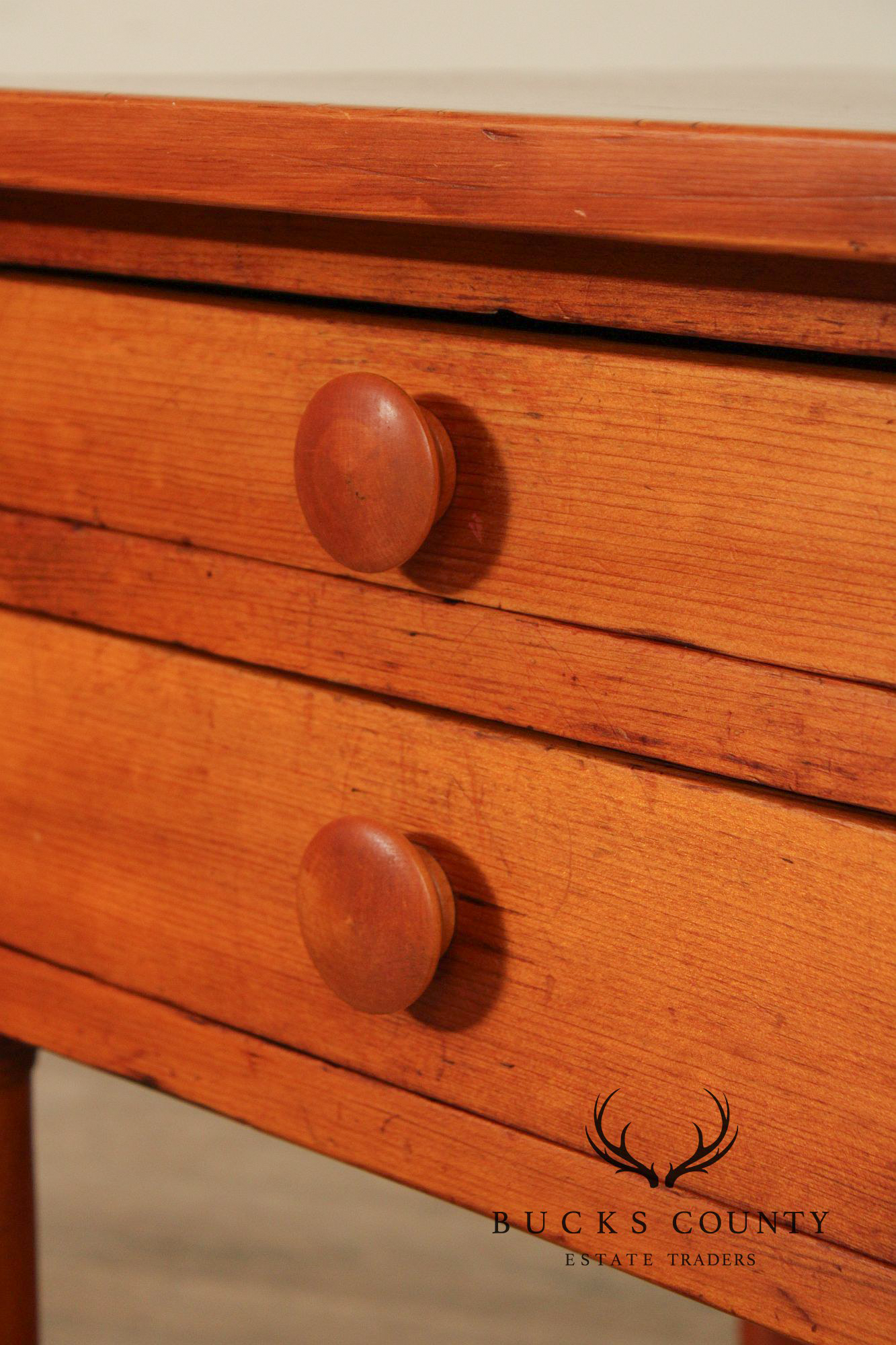 Antique Sheraton Two-Drawer Poplar Nightstand Work Table