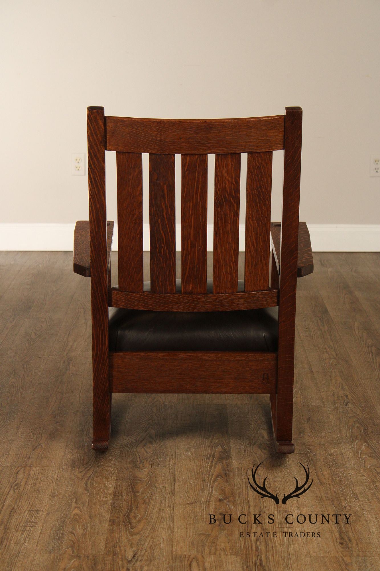 Gustav Stickley Mission Oak and Leather Rocker