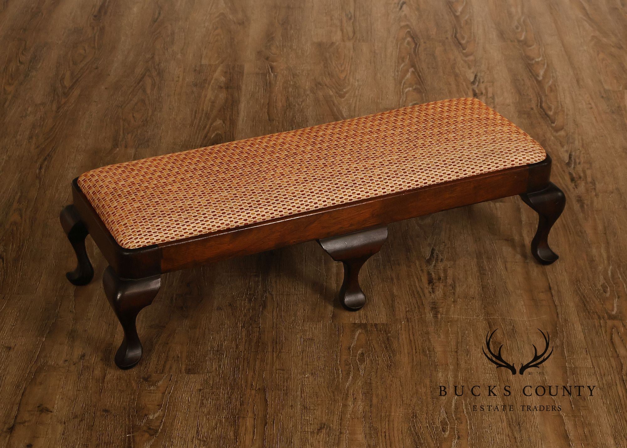 Queen Anne Style Vintage Mahogany Six Leg Footstool