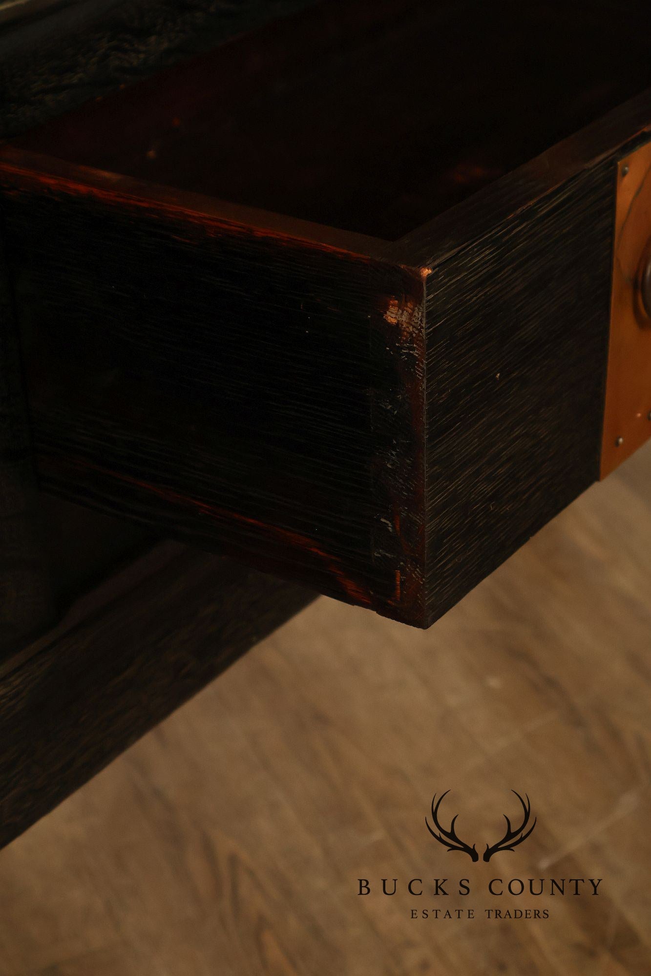 Antique Stickley Brothers Model 6508 Arts And Crafts Oak House Desk With Copper Trimmings