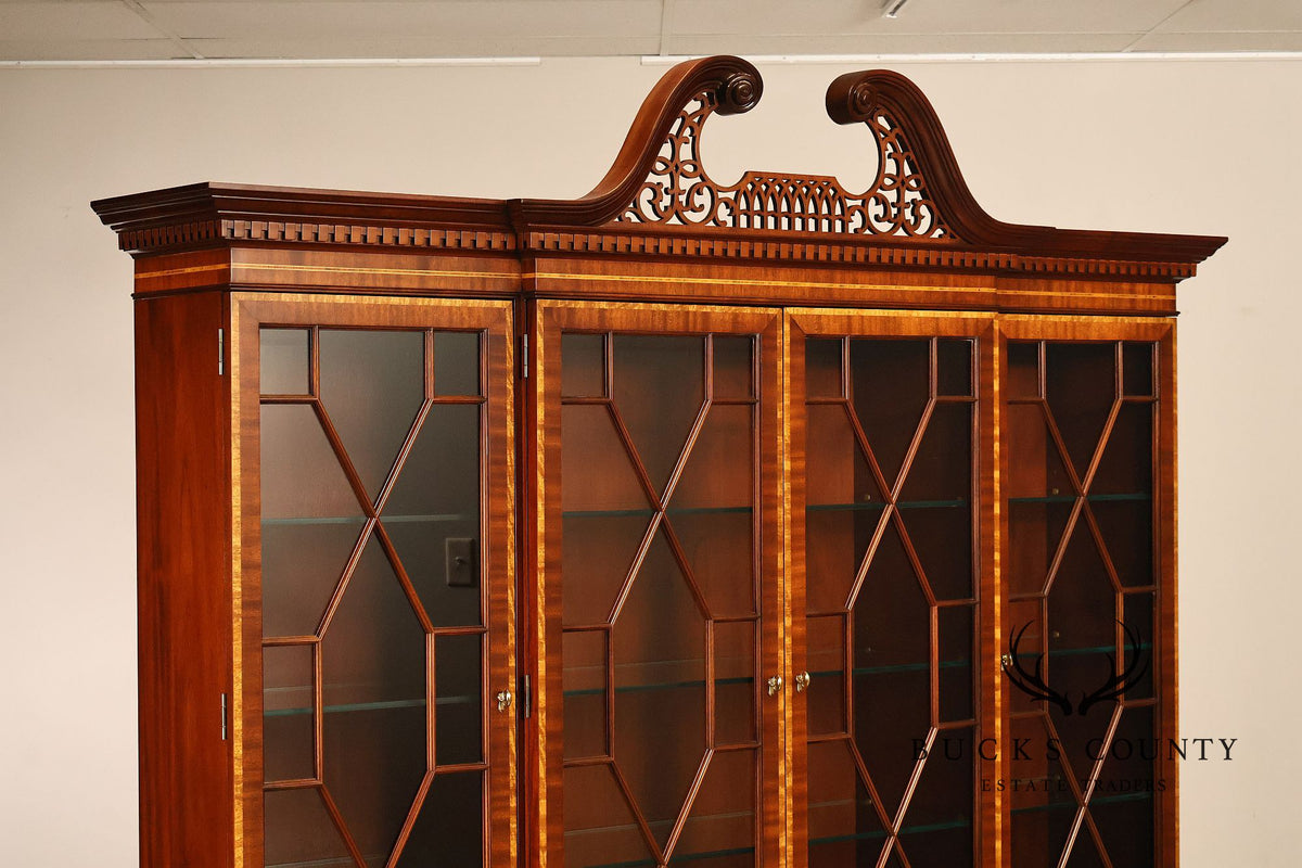 Councill Georgian Style Banded Mahogany Breakfront Bookcase