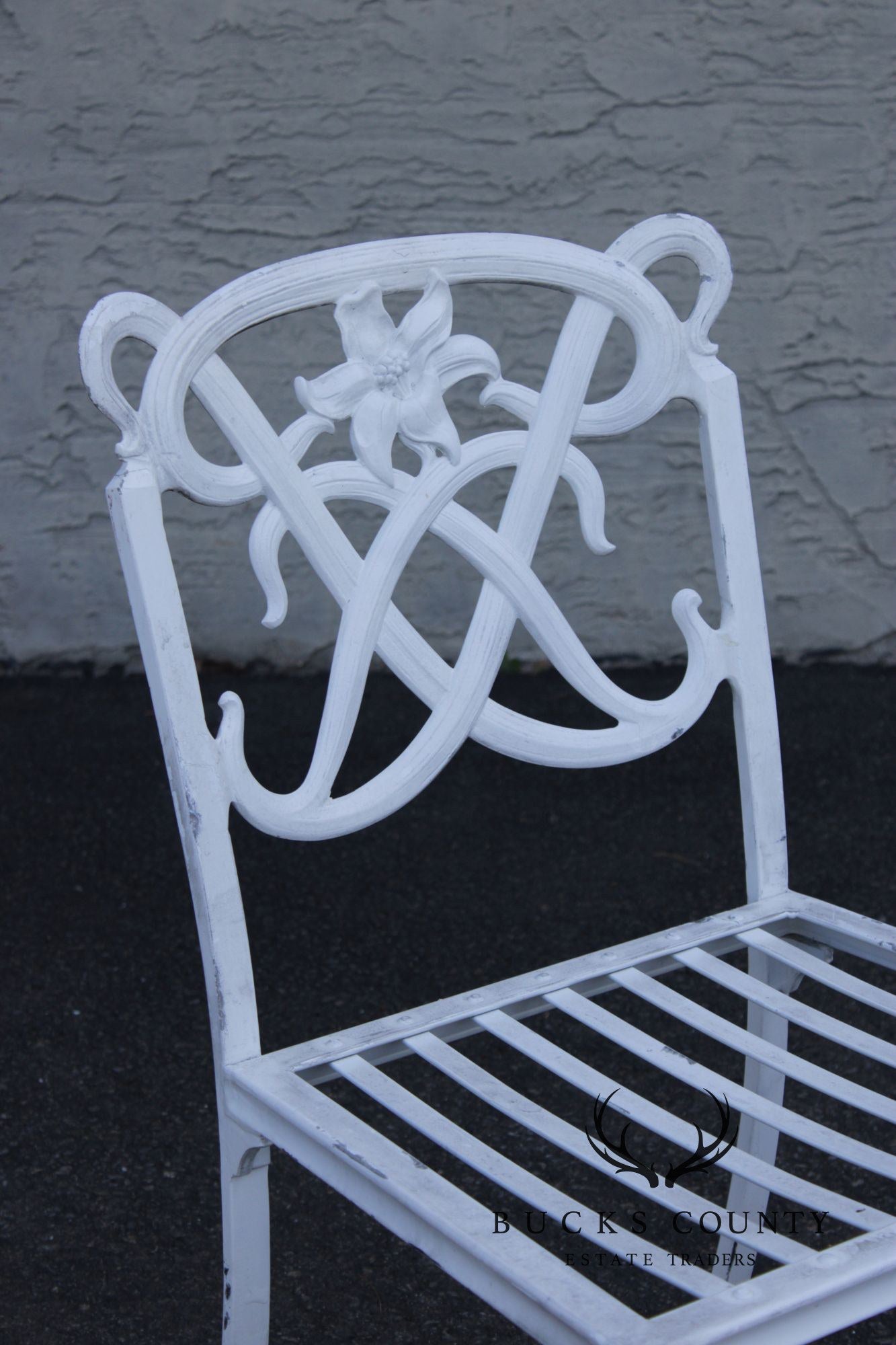 BROWN JORDAN CAST ALUMINUM 'DAY LILY' OUTDOOR PATIO SET OF FOUR DINING CHAIRS