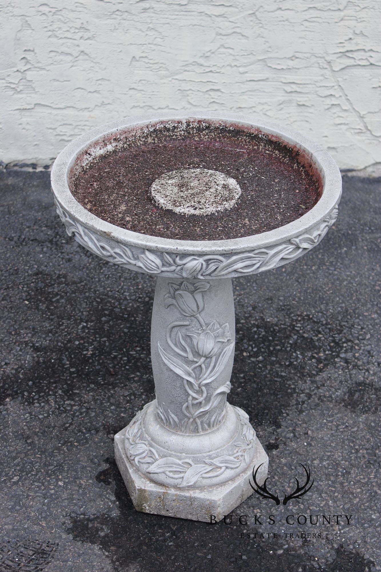 Cast Stone Floral Bird Bath
