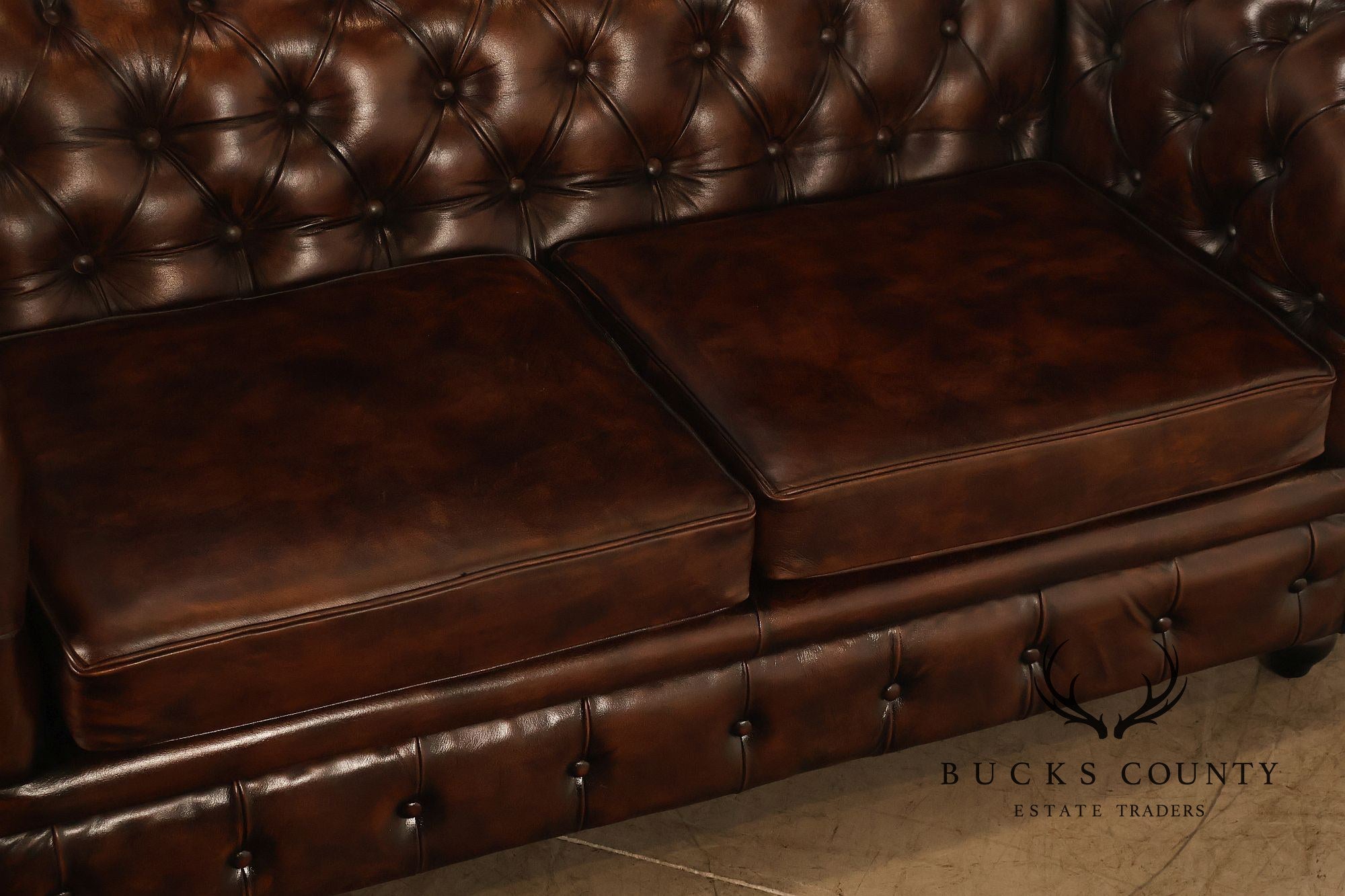 Chesterfield Style Tufted Brown Leather Sofa