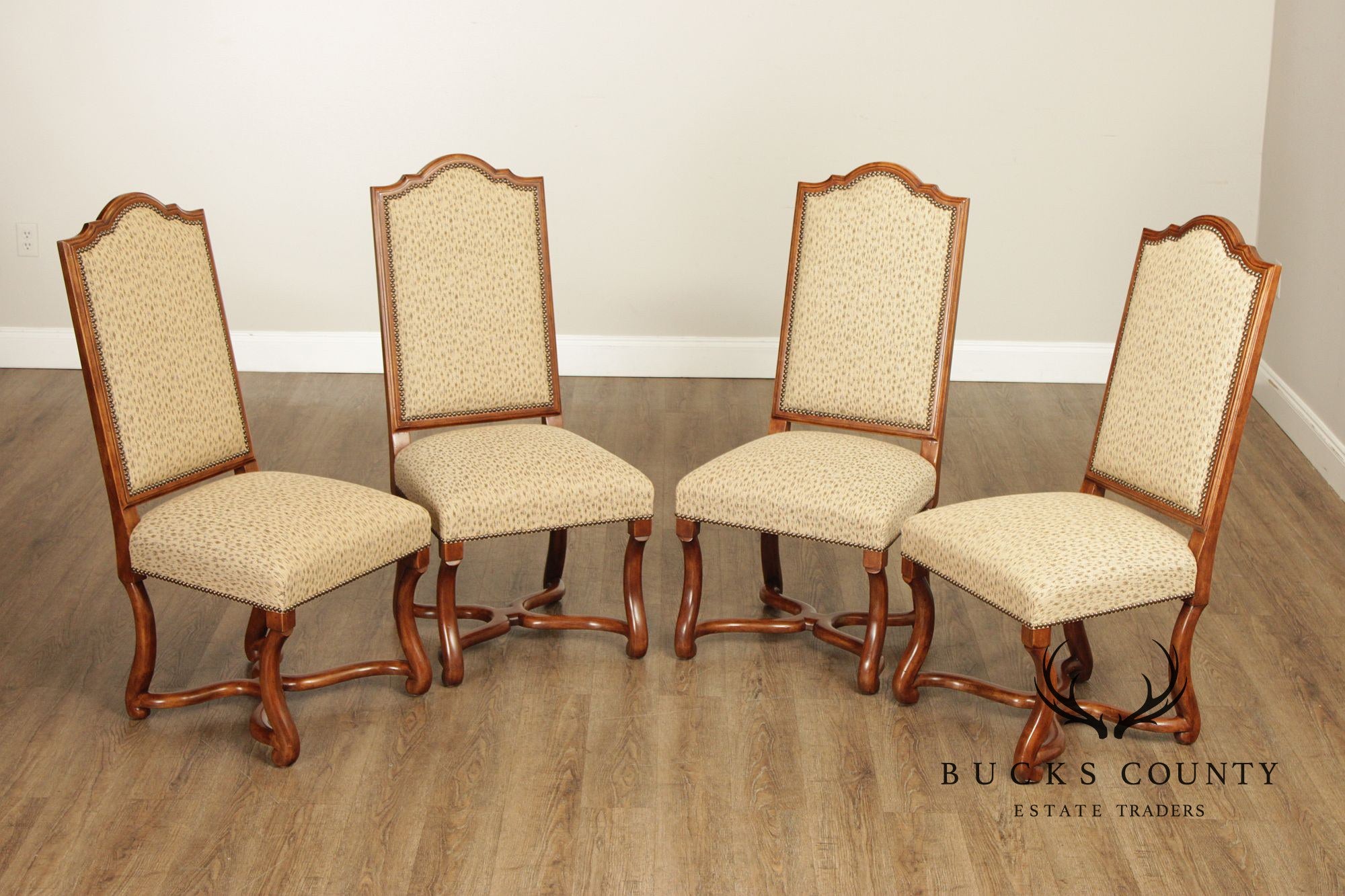 Minton-Spidell Set Of Four Os De Mouton Style 'Dauphine' Walnut Dining Chairs