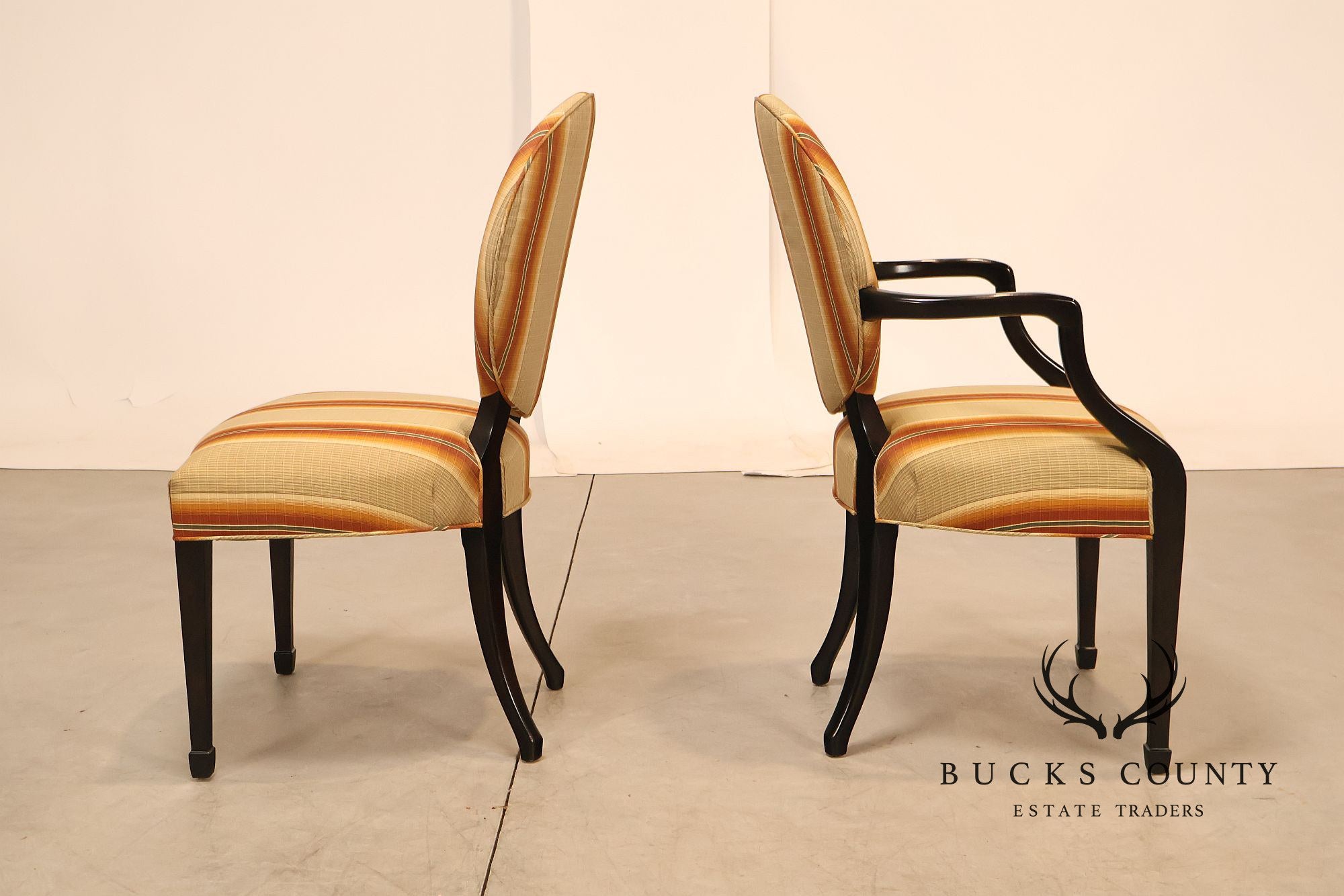 Baker Furniture Set Of Eight Oval Back Dining Chairs