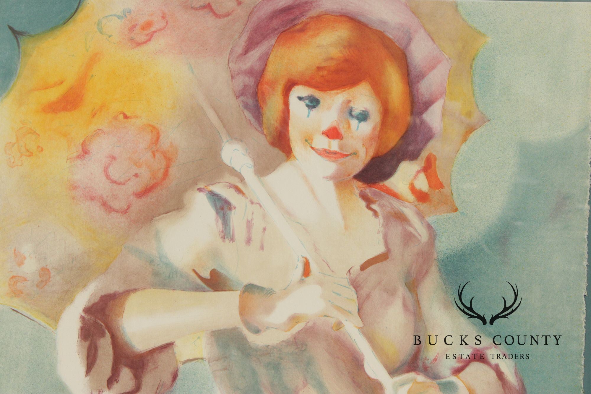 Philippe Alfieri Numbered Print, Clown with Parasol