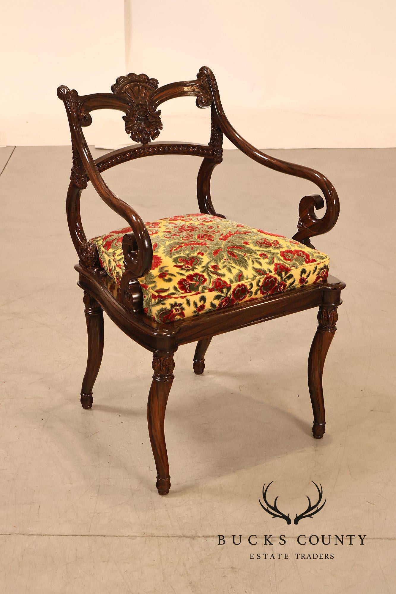 Smith & Watson Pair of Carved Mahogany Armchairs