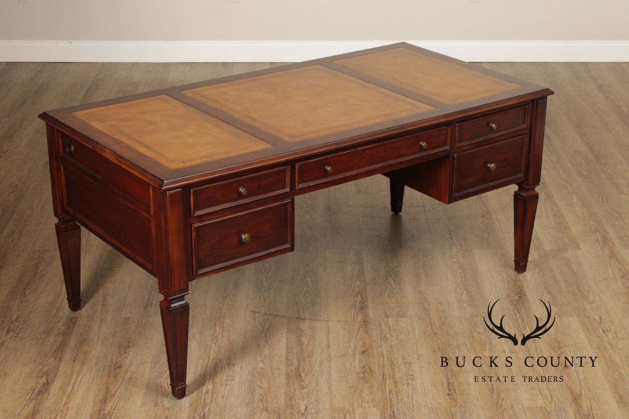 Ethan Allen Leather Top Cherry Executive Writing Desk