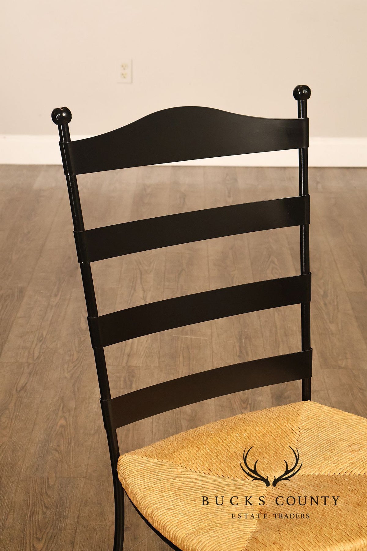 Charleston Forge Set of Four Rush Seat Ladderback Iron Dining Chairs