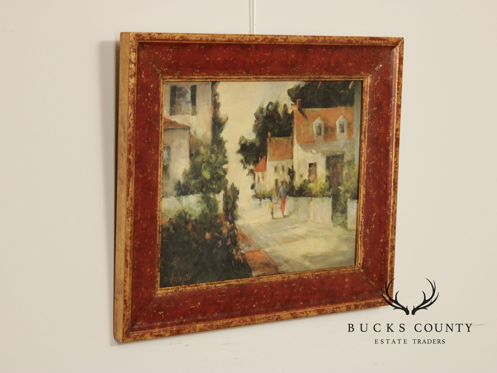 Barbara Applegate Impressionist Style Framed Print on Board, 'On Sea Street'