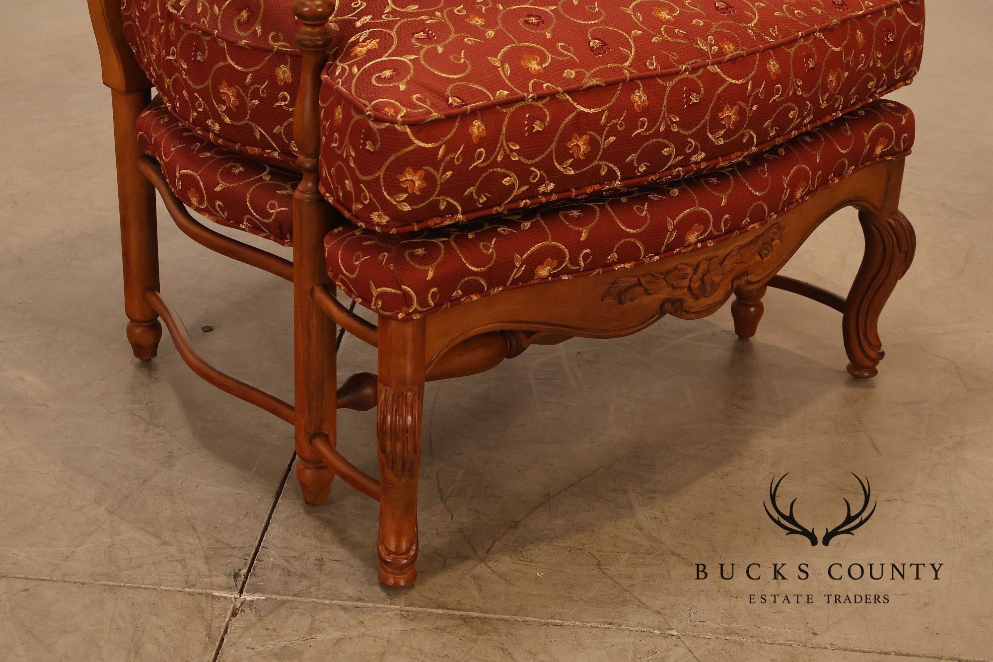Highland House Pair Of Genevieve French Country Upholstered Lounge Chairs