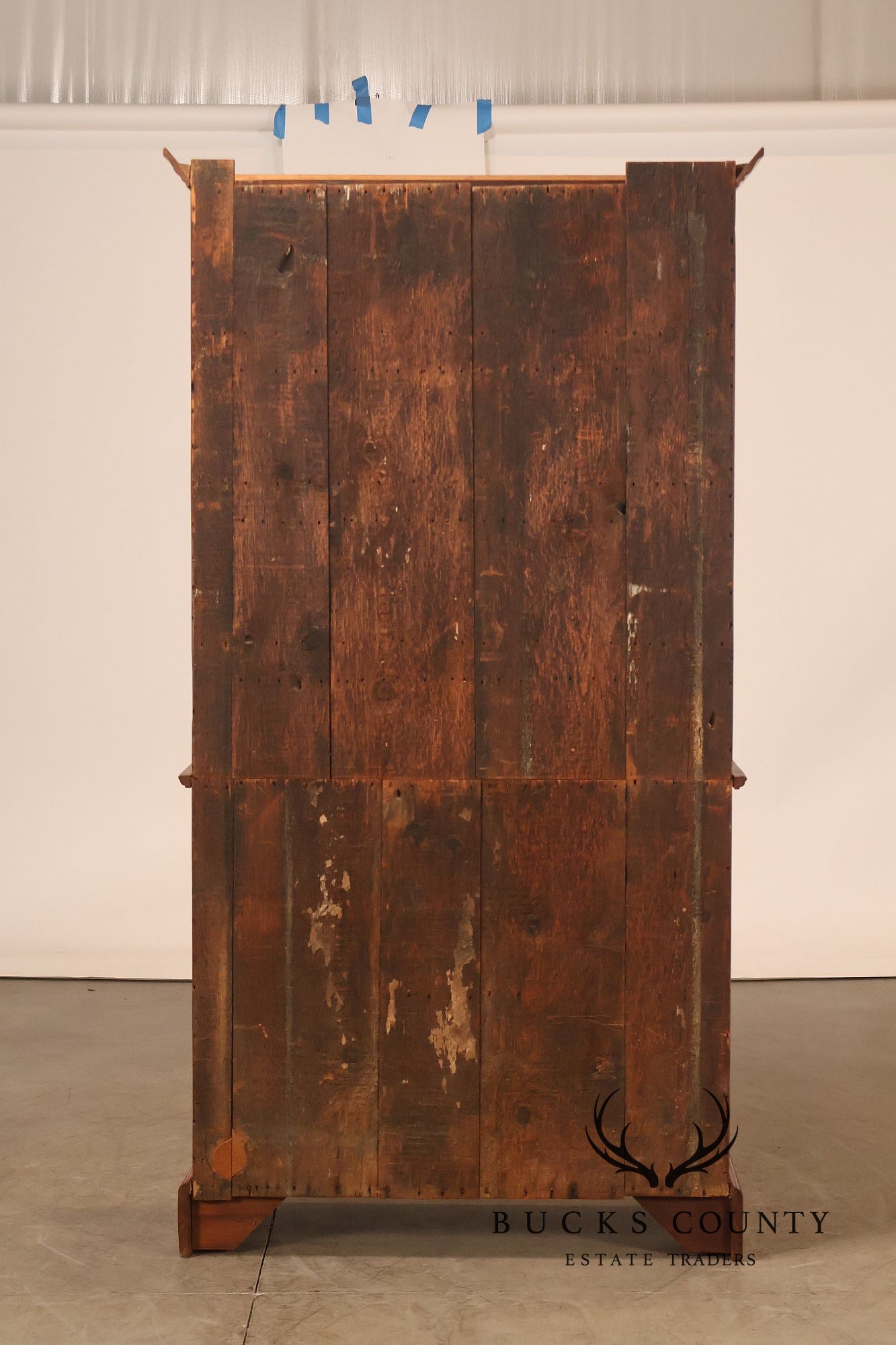 Antique Primitive American Pine Two Piece Pantry Cupboard