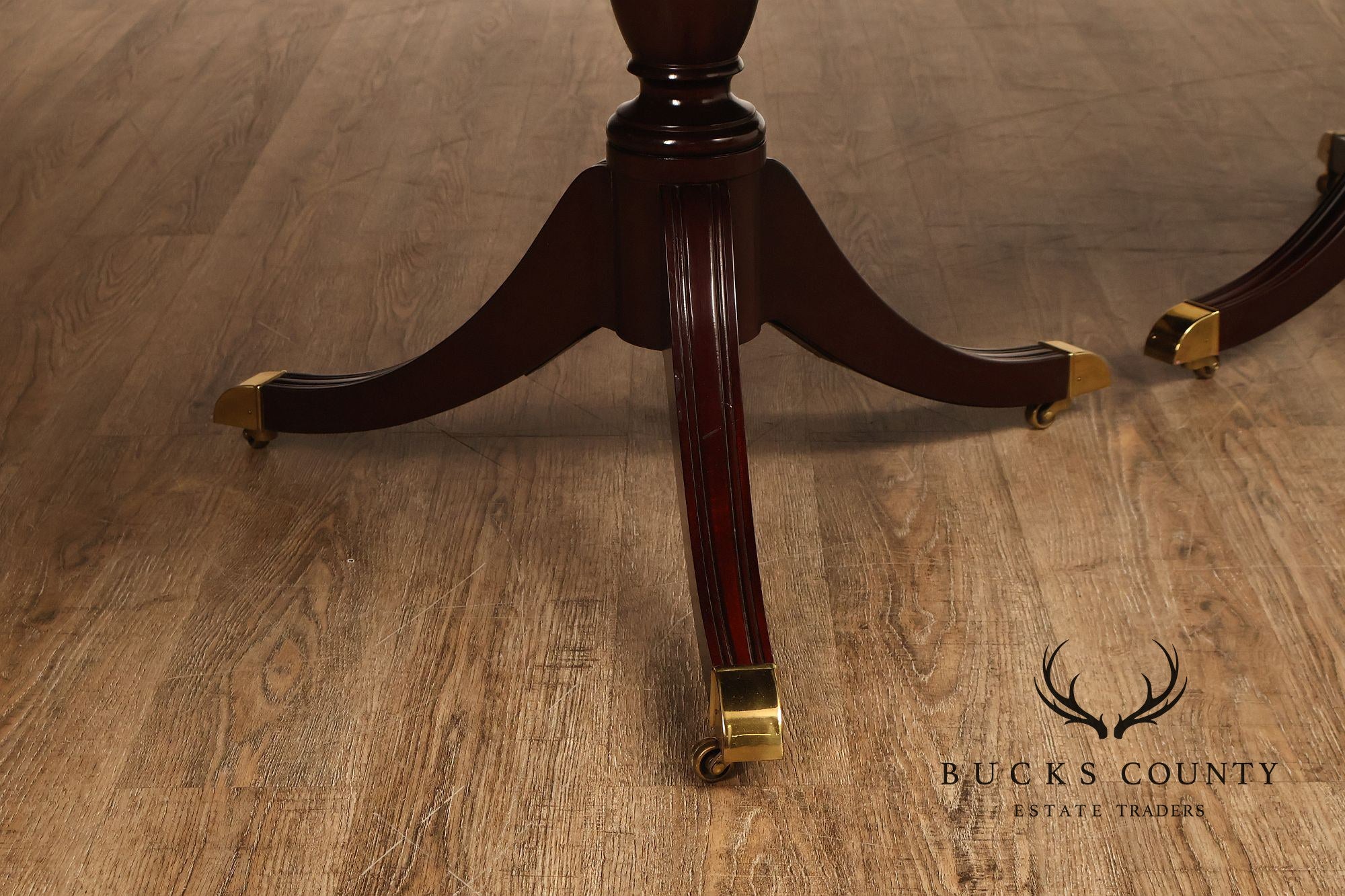 Kindel Regency Style Double Pedestal Mahogany Dining Table