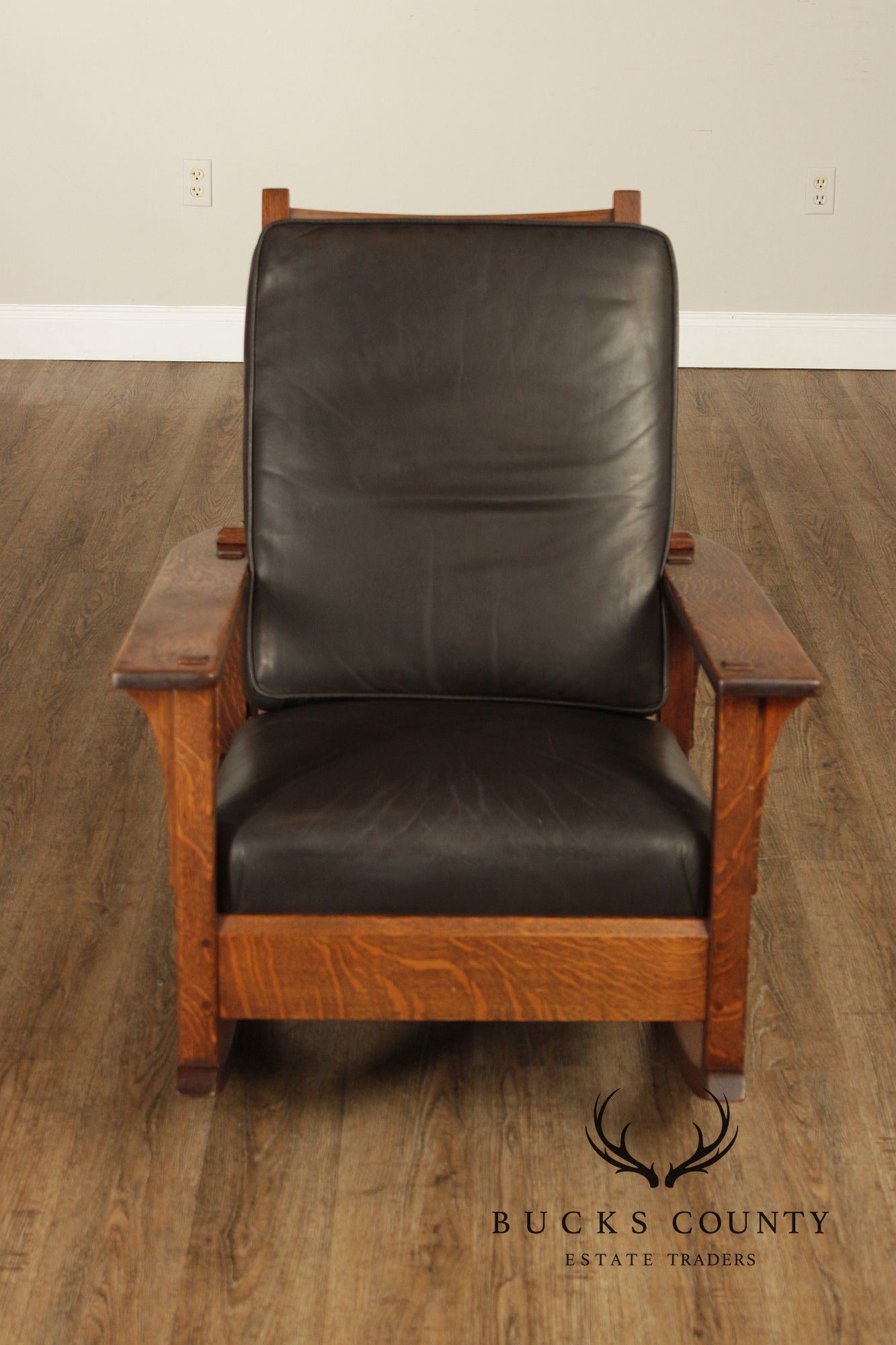 Antique L. & J.G. Stickley Mission Oak Morris Rocker