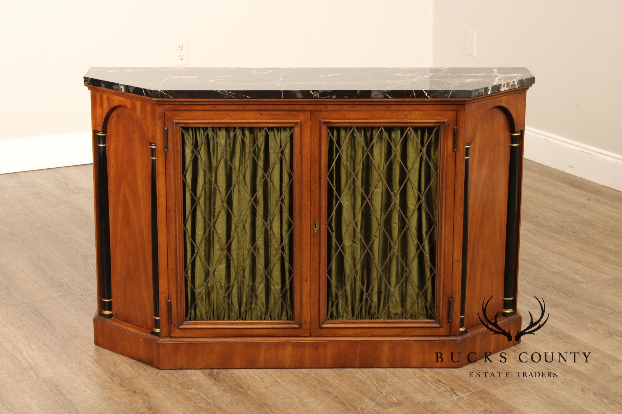 Heritage Vintage Mahogany Empire Style Marble Top Console
