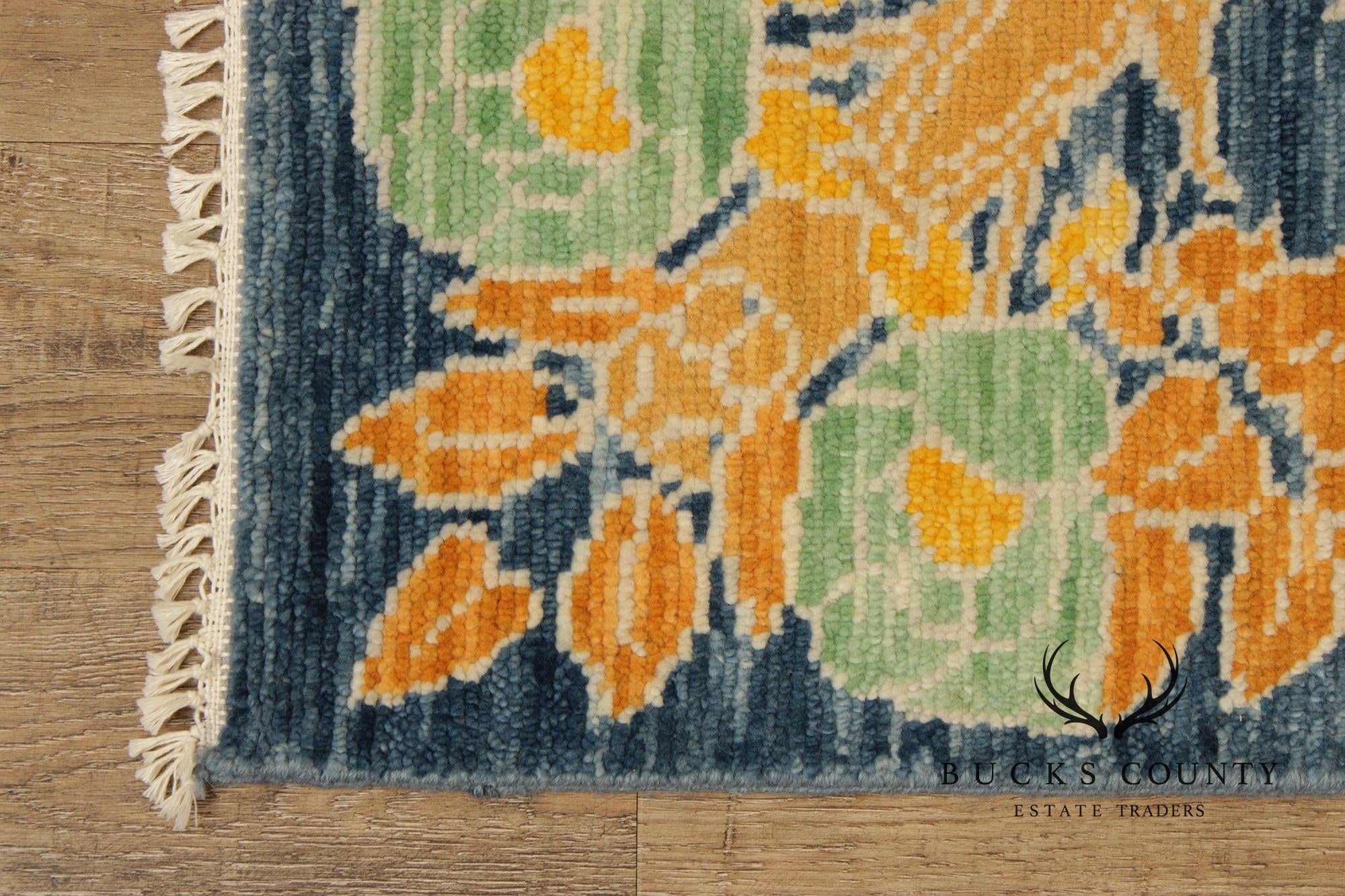 Golden Nile William Morris Style Large Blue And Gold Wool Area Rug