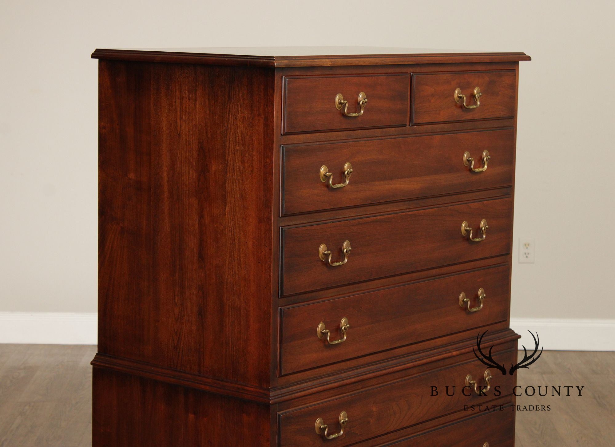 Henkel Harris Chippendale Style Vintage Cherry Tall Chest