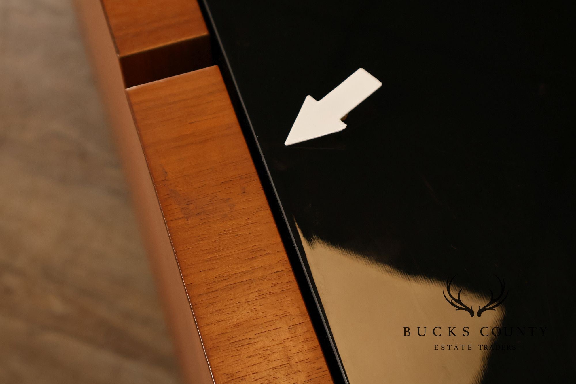 Mid Century Modern Black Top Credenza