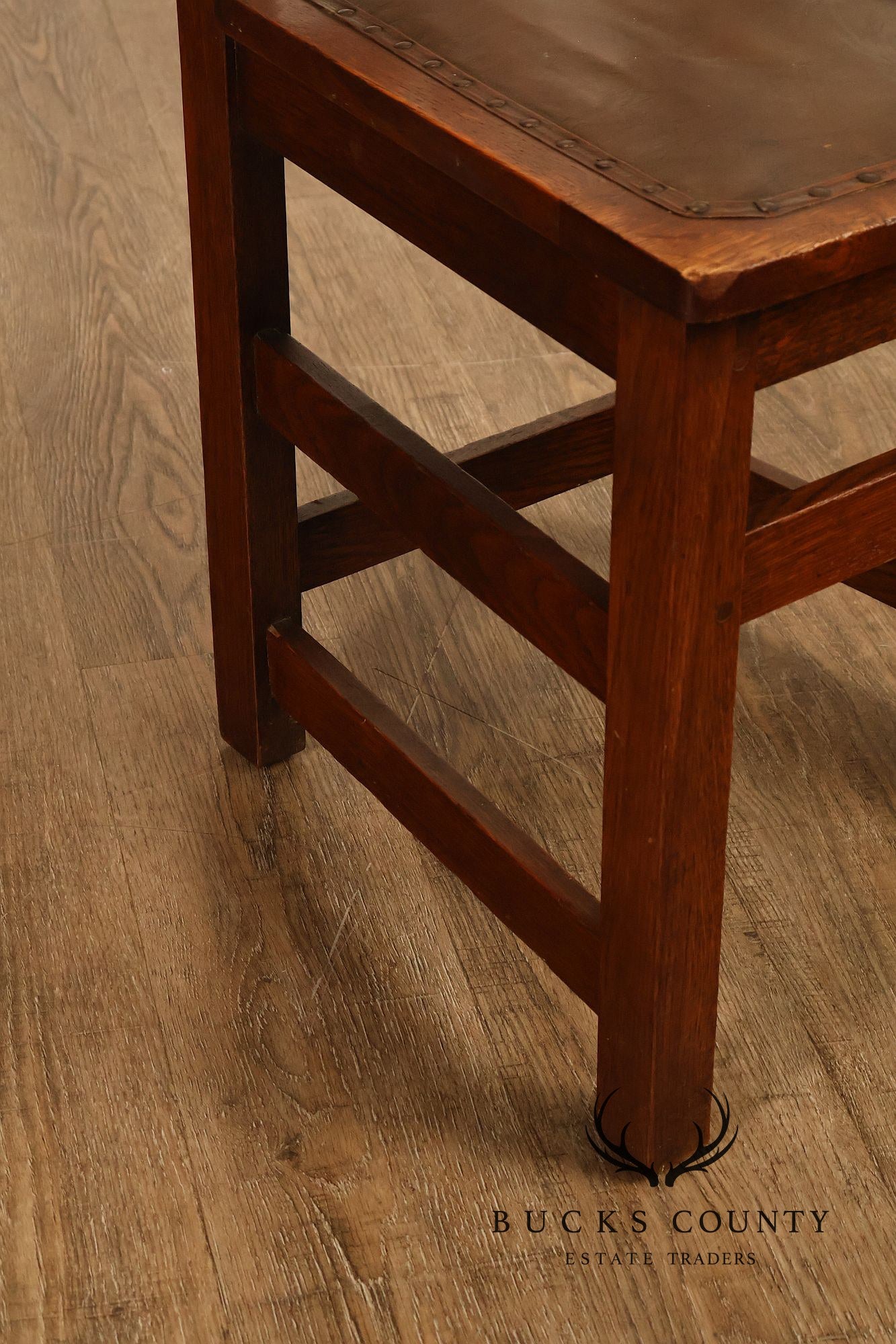 Antique Limbert Set Of 6 Arts & Crafts Oak Dining Chairs