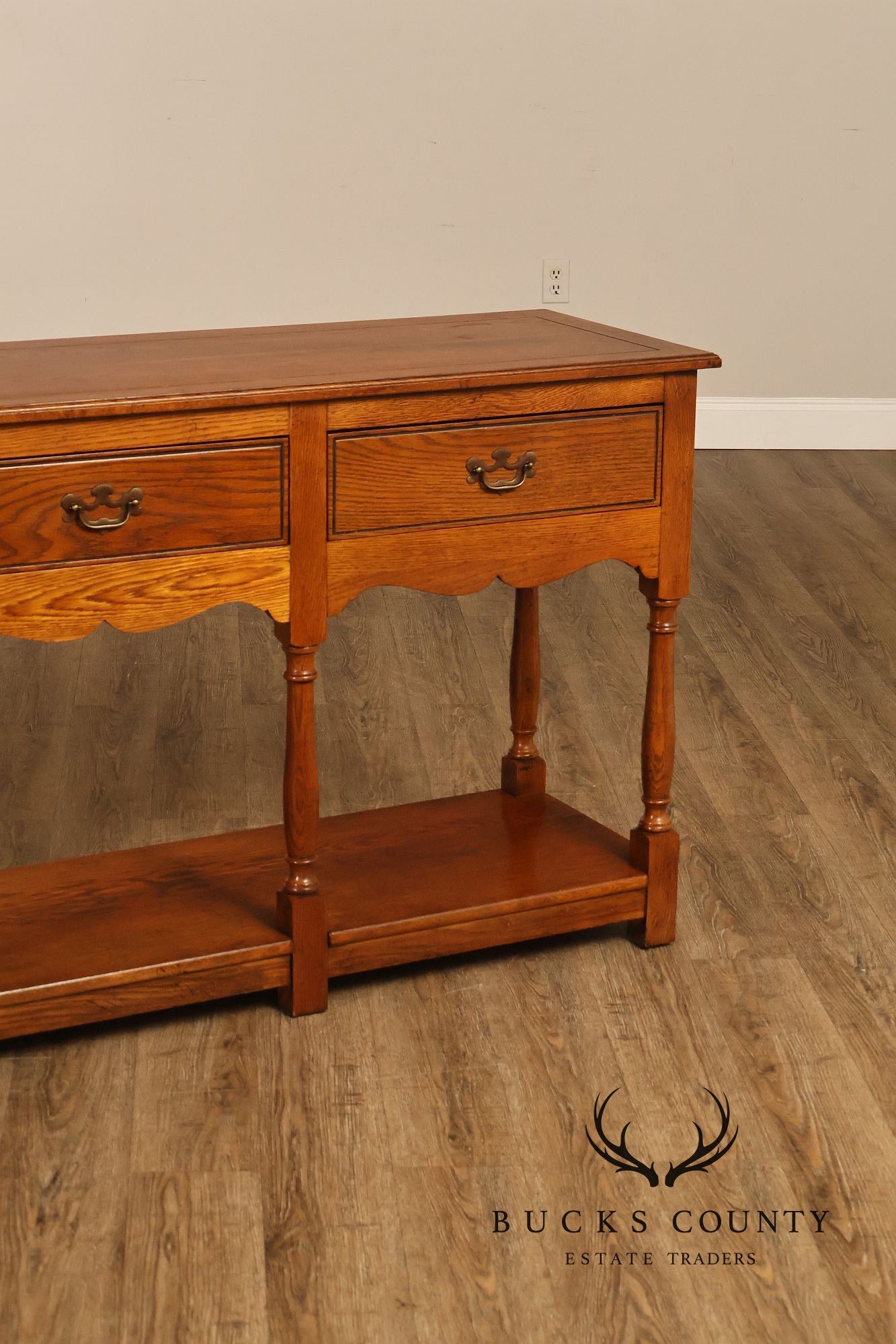 Hickory Chair Company Oak Three Drawer Console Sofa Table