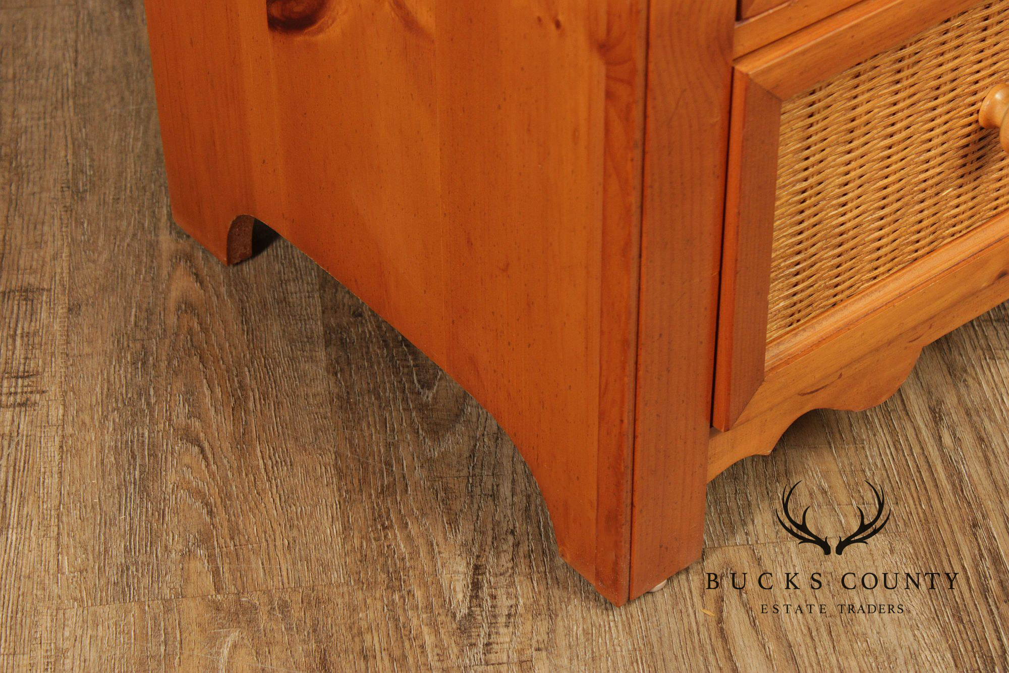 Stanley Furniture Pine and Wicker Chest of Drawers