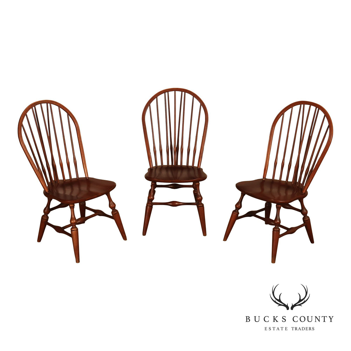 Knob Creek Set Of Three Windsor Fan Back Dining Chairs
