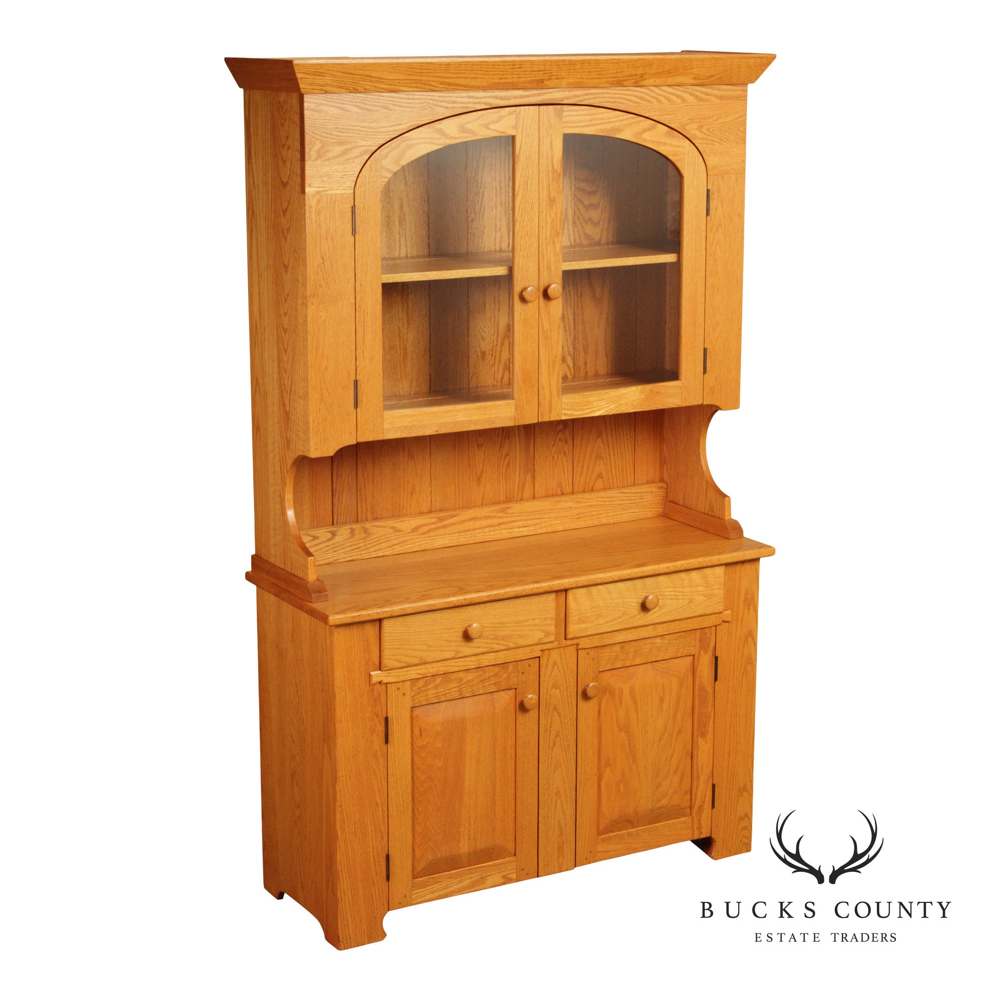Hunt Country Furniture Oak Step Back Hutch China Cabinet