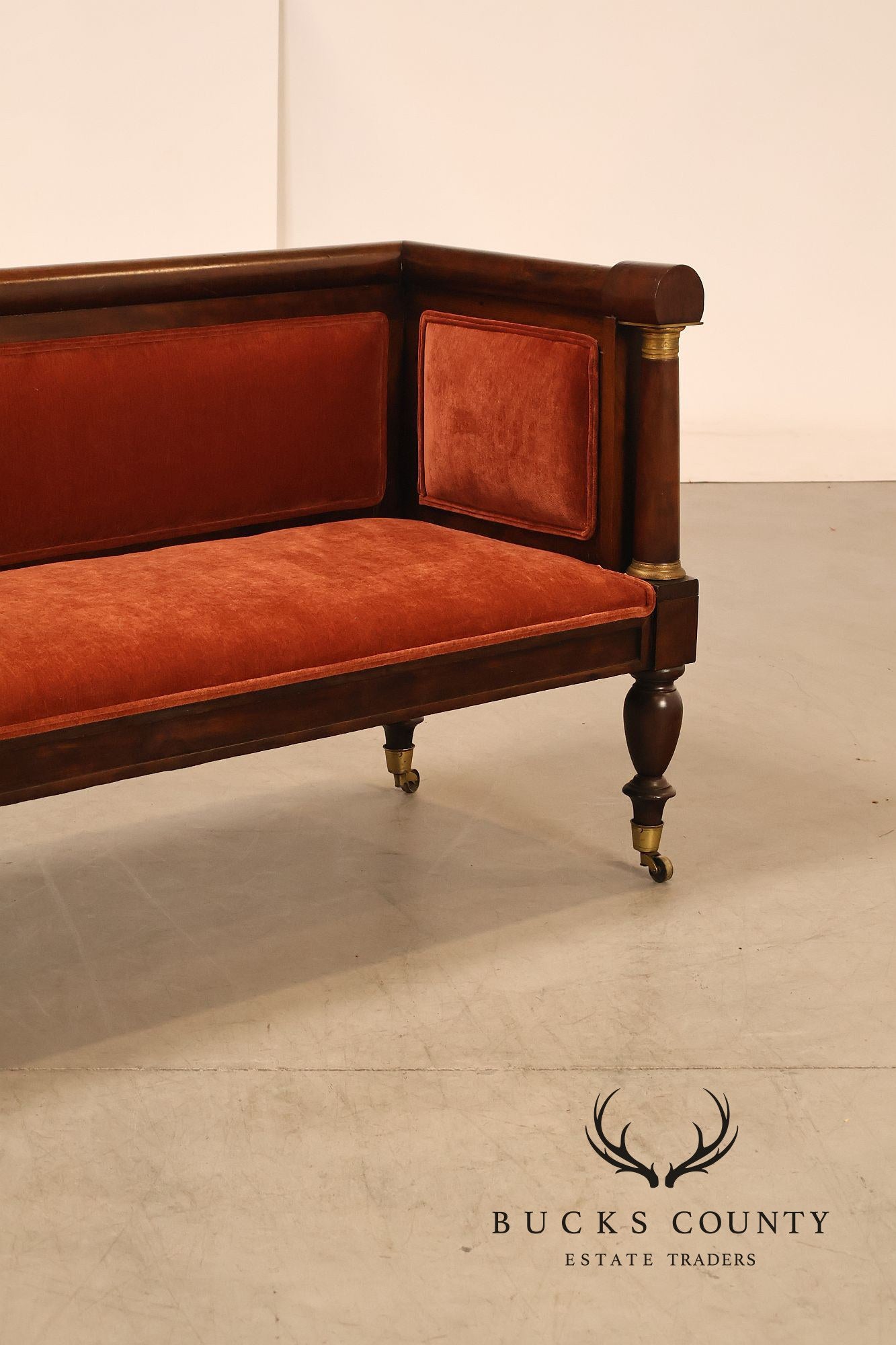 Antique American Classical Period Pair Of Ormolu Mounted Box Sofas