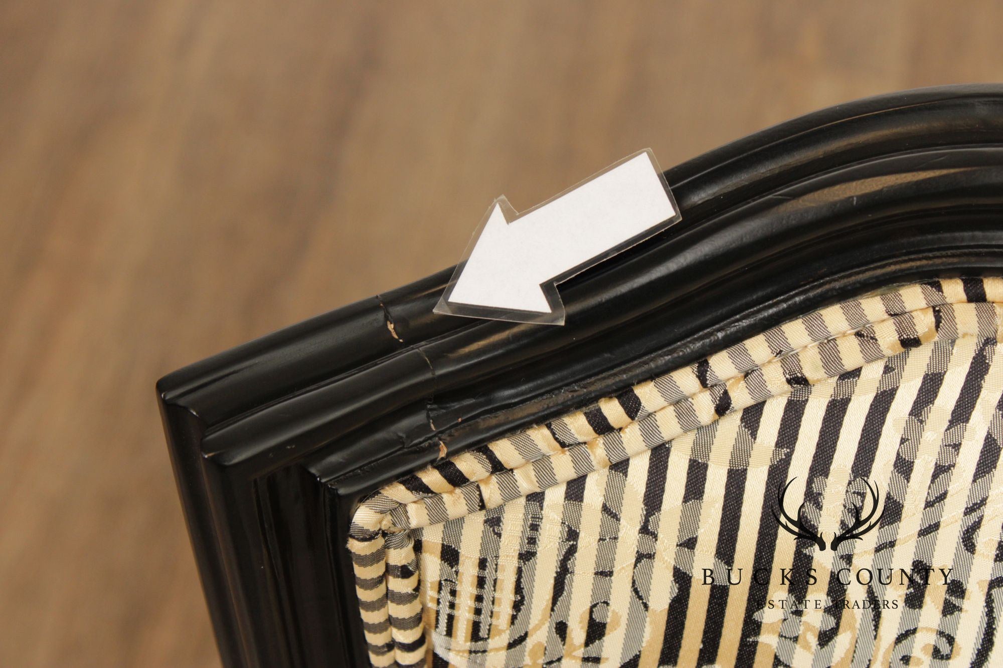 Italian Rococo Style Pair of Ebonized and Partial Gilt Side Chairs