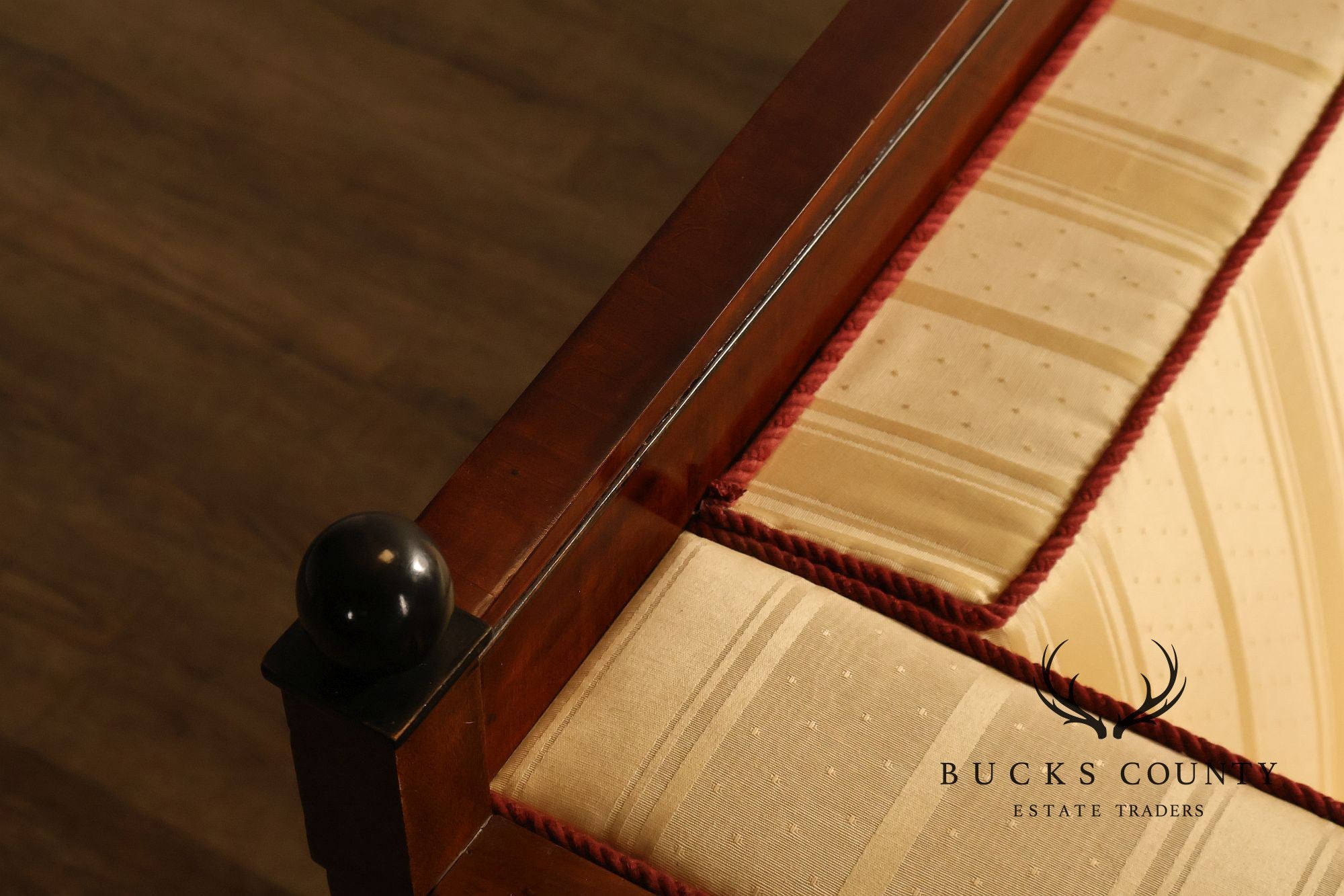 Biedermeier Style Antique Inlaid Mahogany Box Sofa