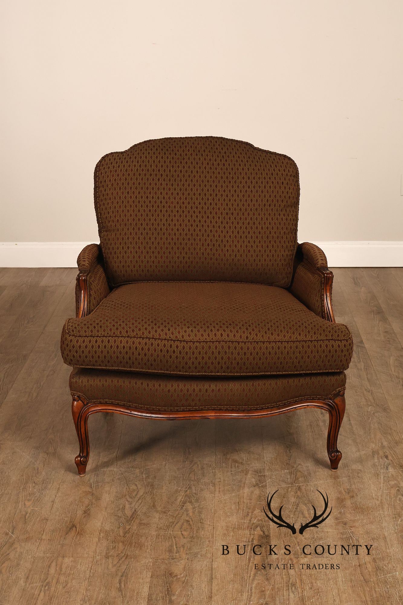 Ethan Allen French Louis XV Style 'Versailles' Armchair and Ottoman