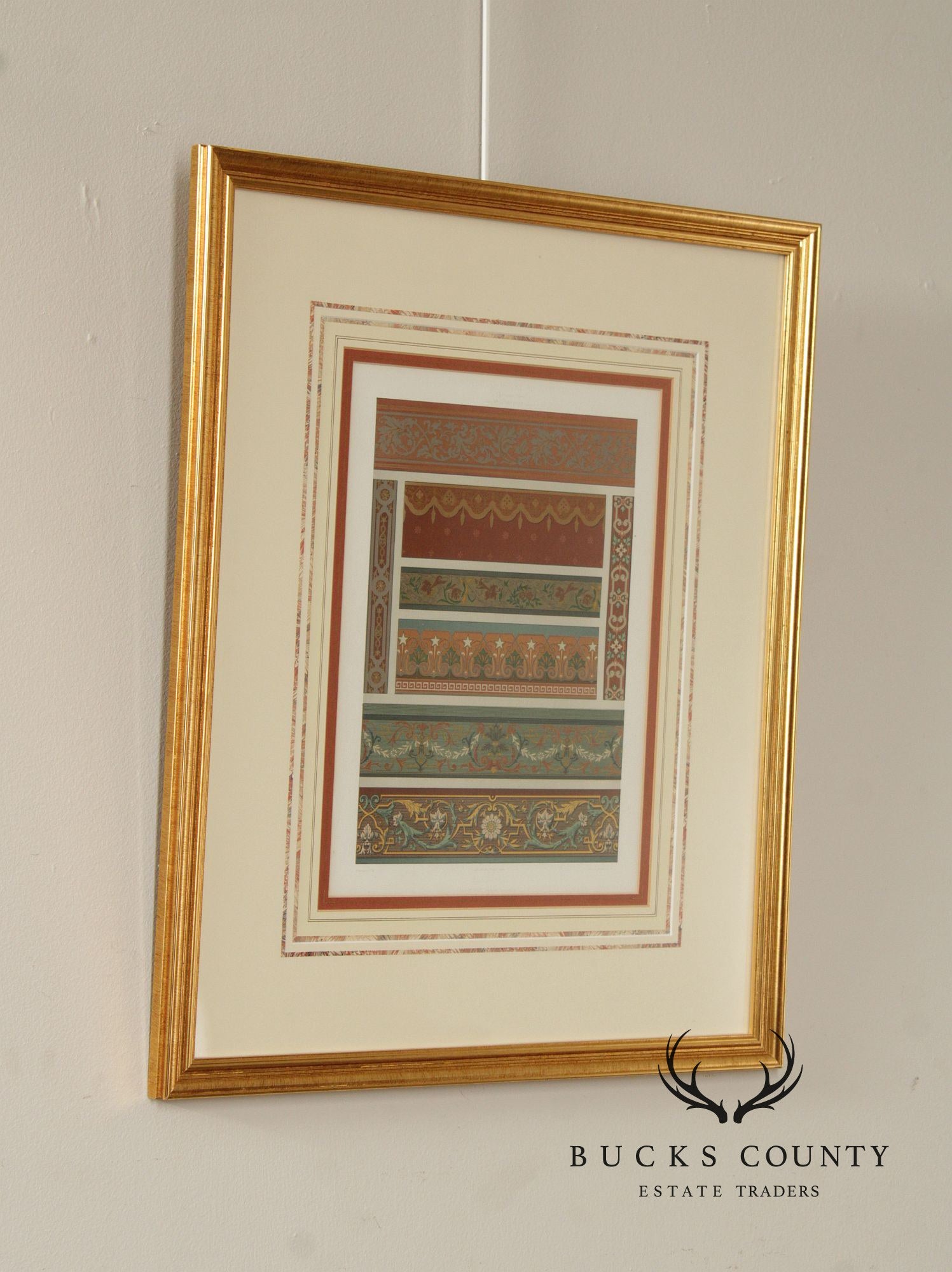 Framed Lithograph of Victorian Wallpaper Borders