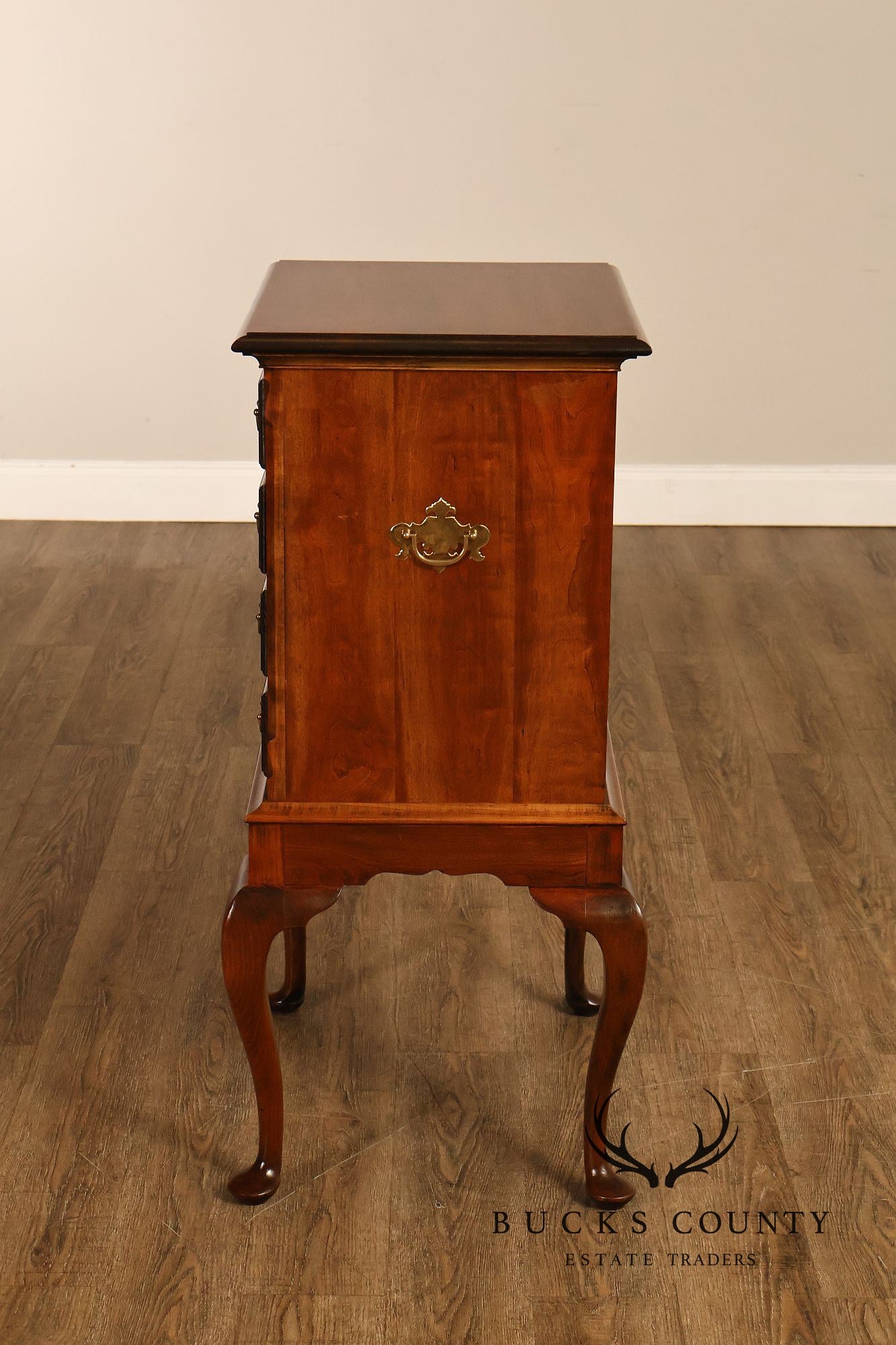 Custom Crafted Queen Anne Style Cherry Silver Chest On Frame