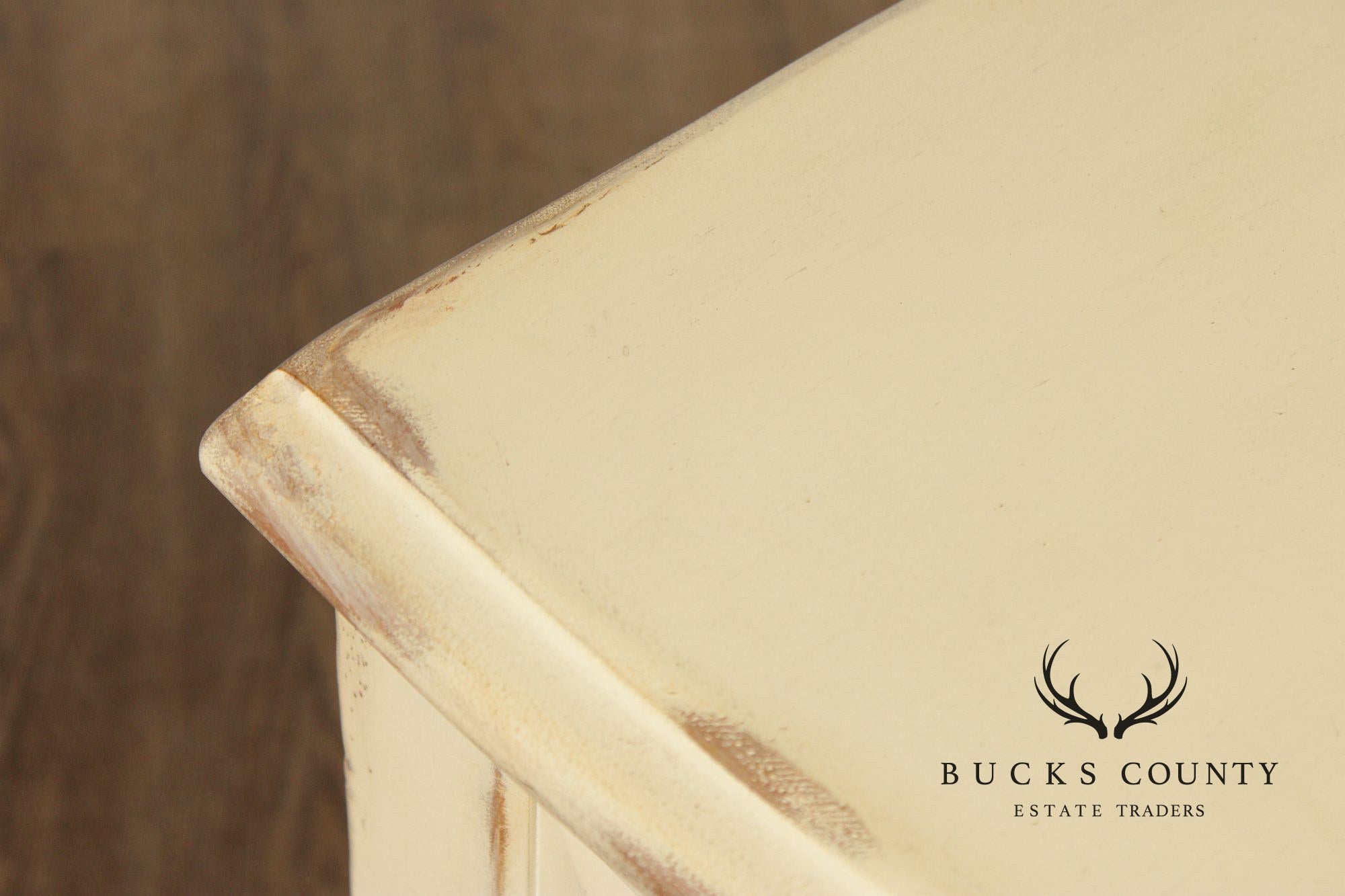 Lane French Provincial Style Pair of Distressed Cream Painted Nightstands