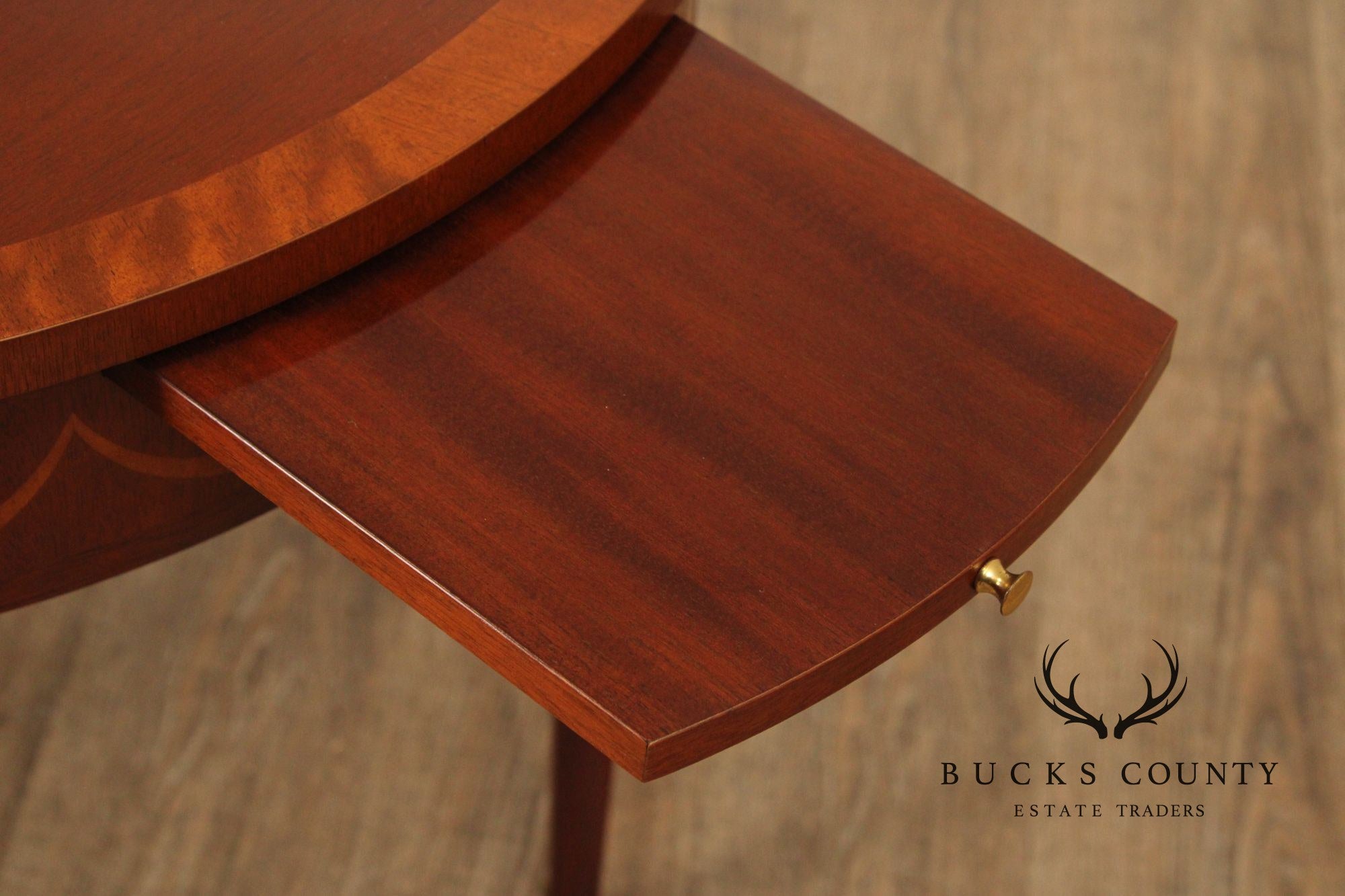 Baker Federal Style Inlaid Mahogany Round Side Table